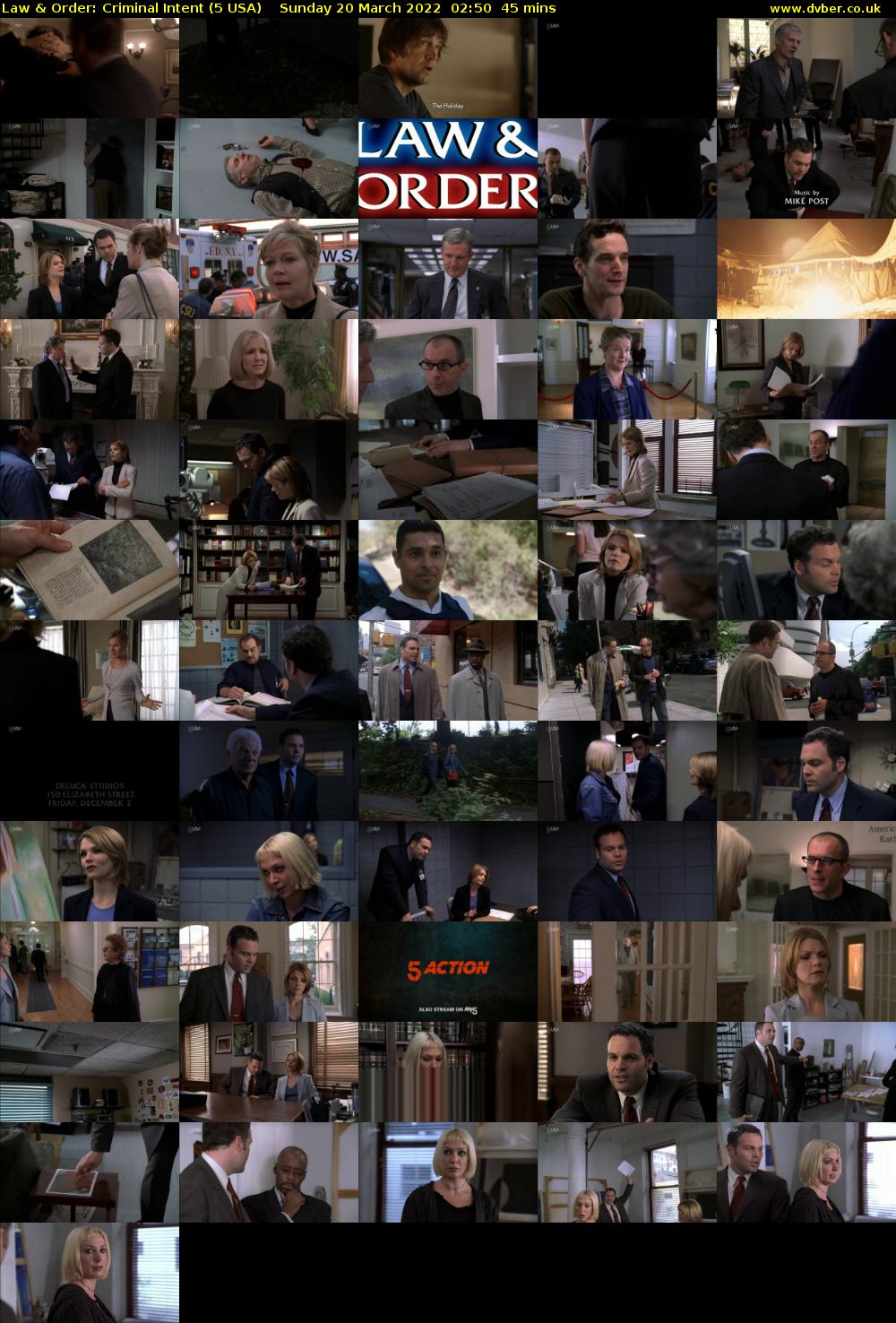 Law & Order: Criminal Intent (5 USA) Sunday 20 March 2022 02:50 - 03:35