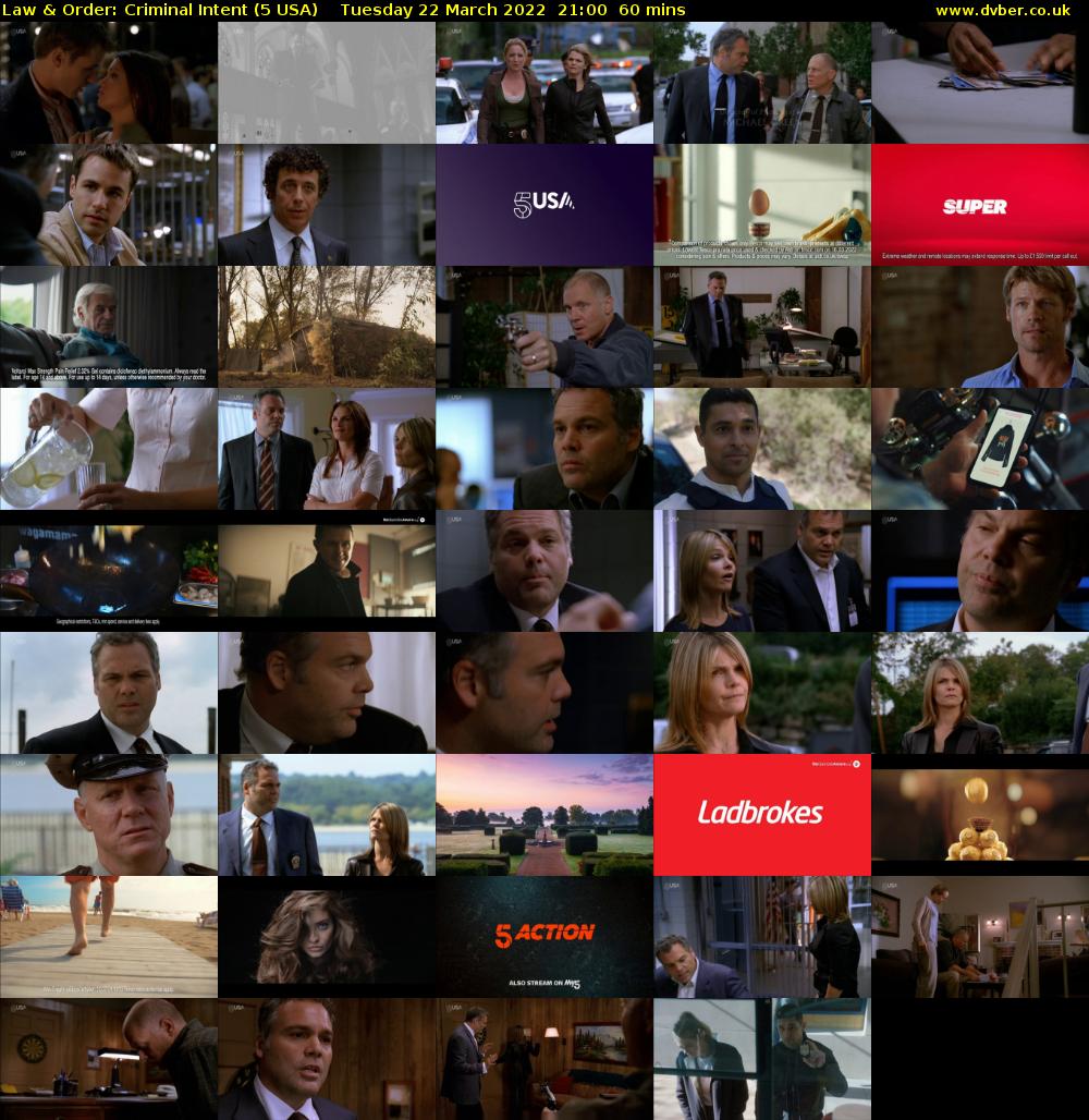 Law & Order: Criminal Intent (5 USA) Tuesday 22 March 2022 21:00 - 22:00
