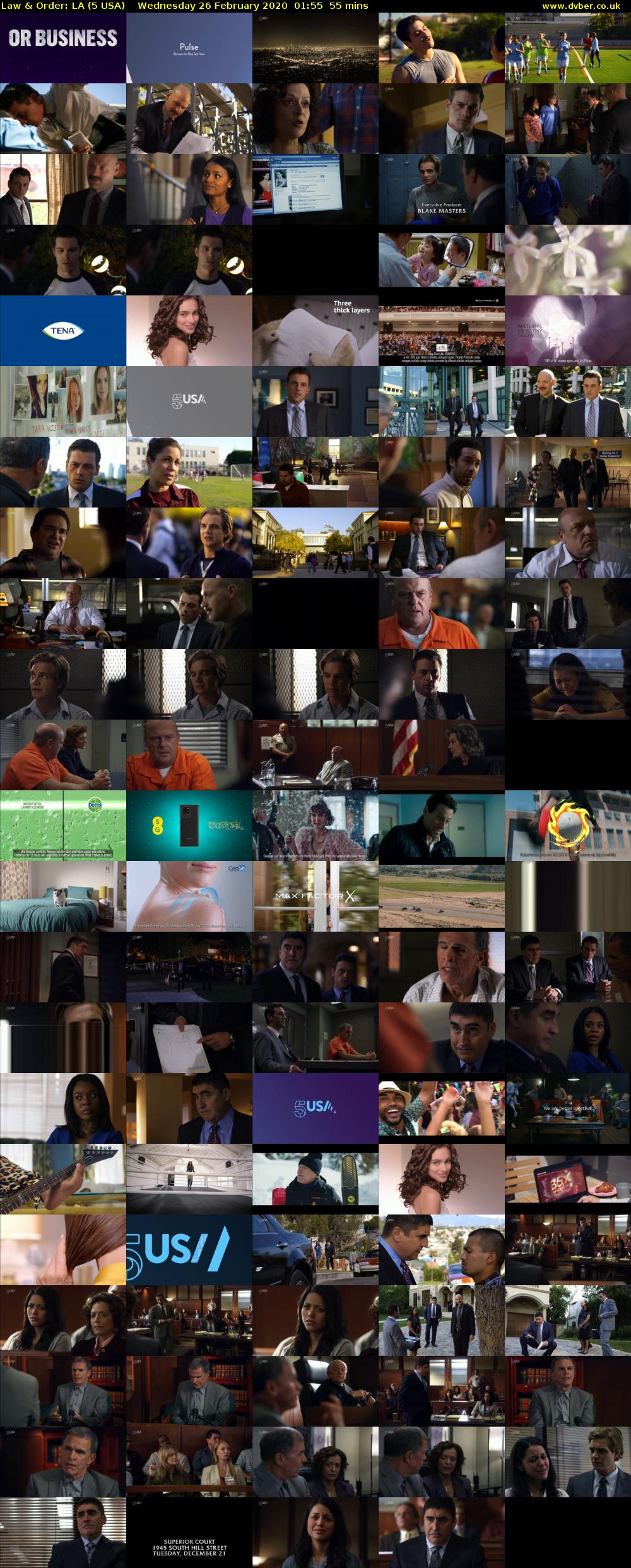 Law & Order: LA (5 USA) Wednesday 26 February 2020 01:55 - 02:50