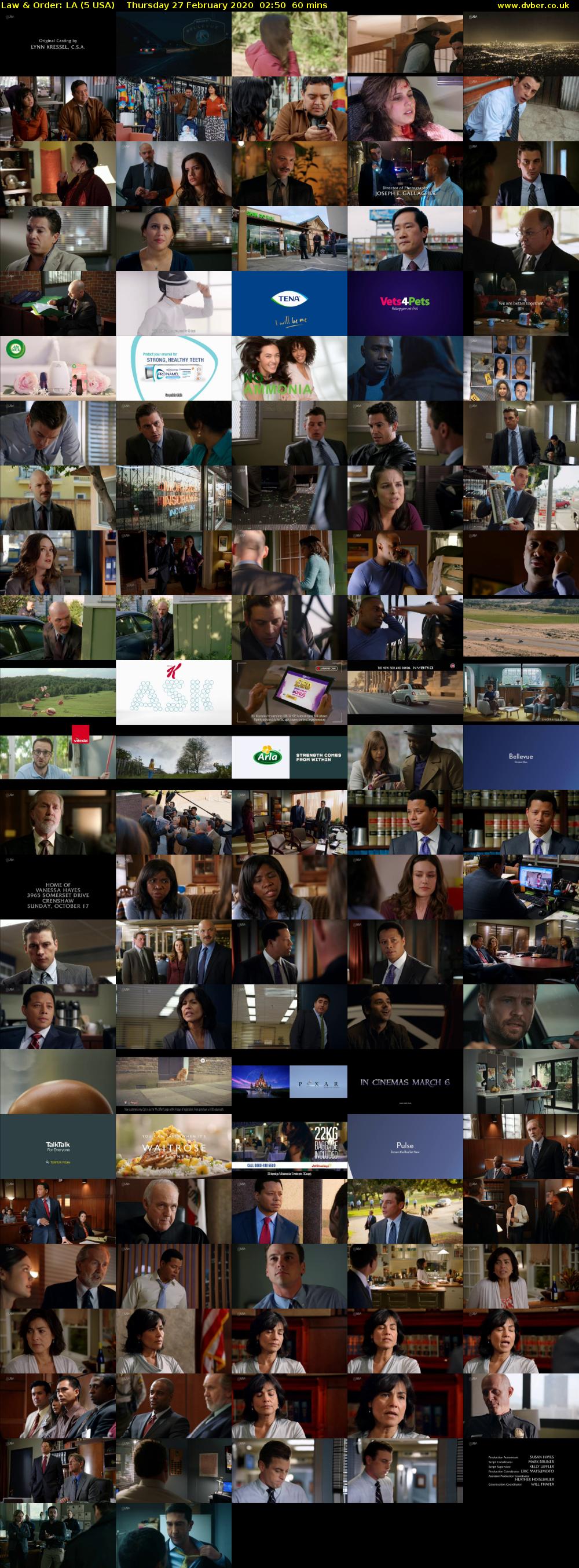 Law & Order: LA (5 USA) Thursday 27 February 2020 02:50 - 03:50