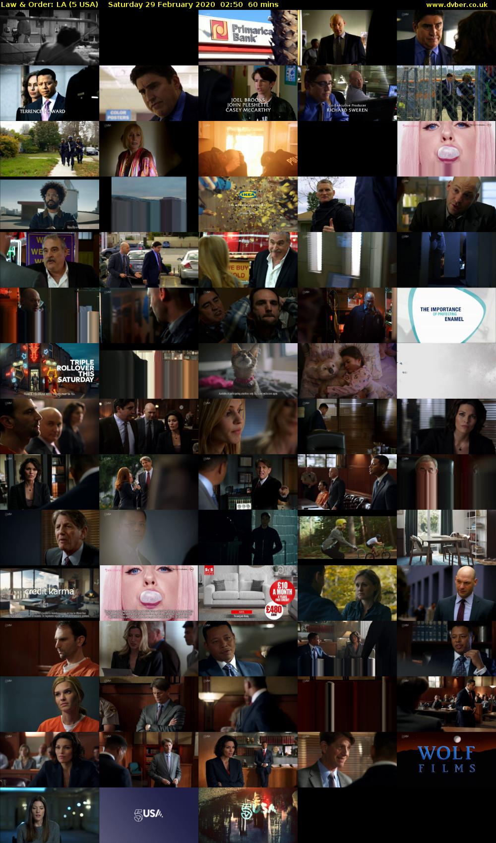 Law & Order: LA (5 USA) Saturday 29 February 2020 02:50 - 03:50