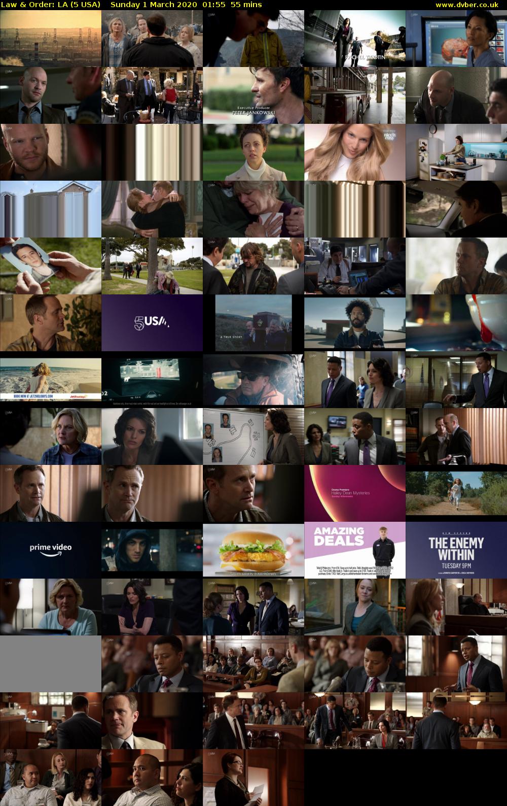 Law & Order: LA (5 USA) Sunday 1 March 2020 01:55 - 02:50