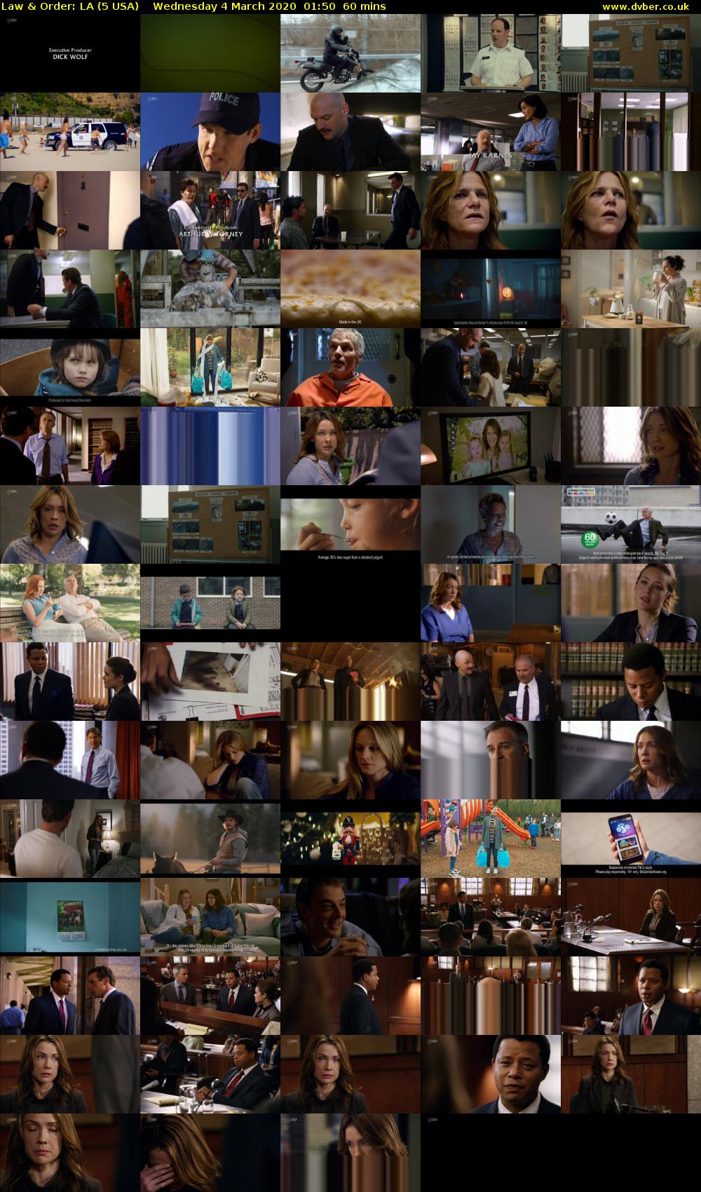 Law & Order: LA (5 USA) Wednesday 4 March 2020 01:50 - 02:50