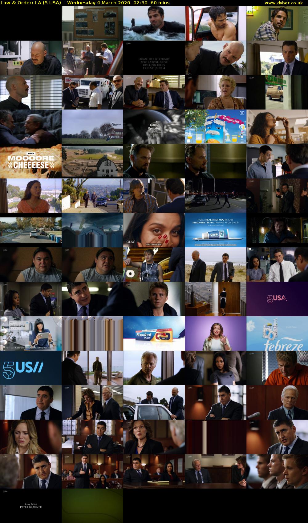 Law & Order: LA (5 USA) Wednesday 4 March 2020 02:50 - 03:50