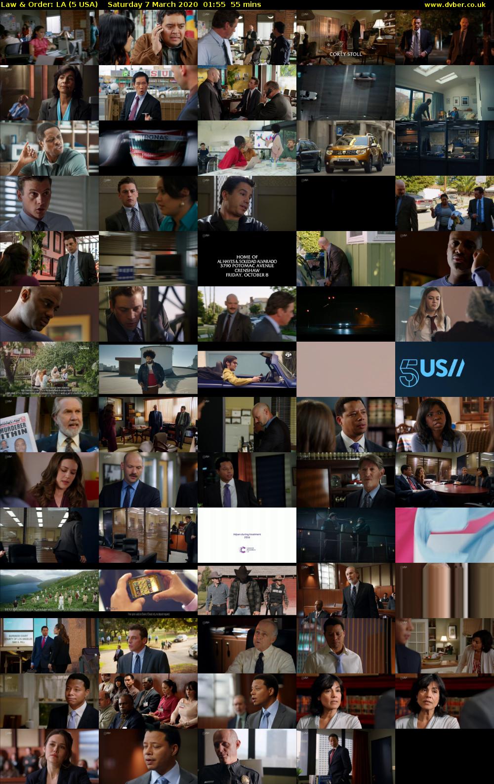 Law & Order: LA (5 USA) Saturday 7 March 2020 01:55 - 02:50