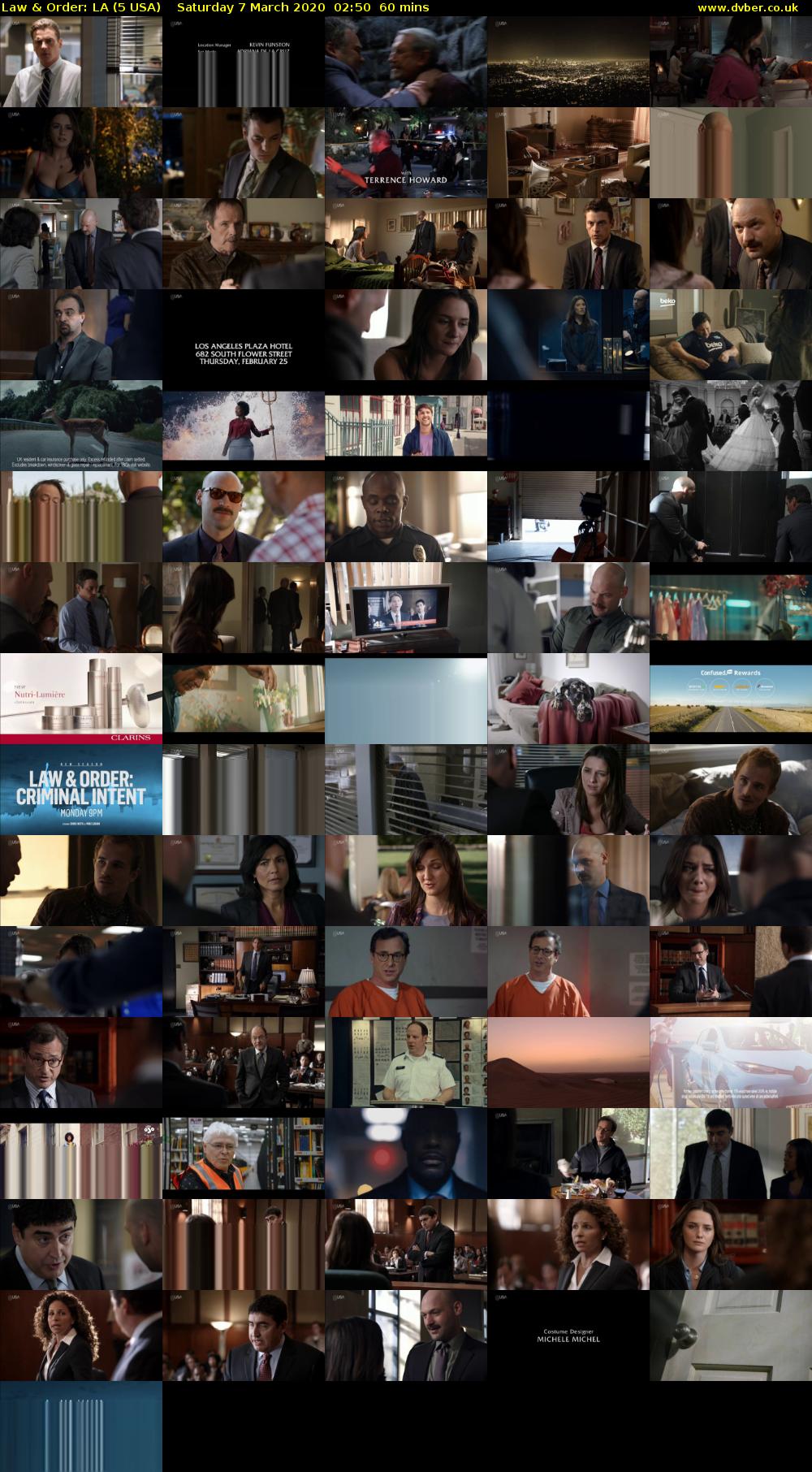 Law & Order: LA (5 USA) Saturday 7 March 2020 02:50 - 03:50