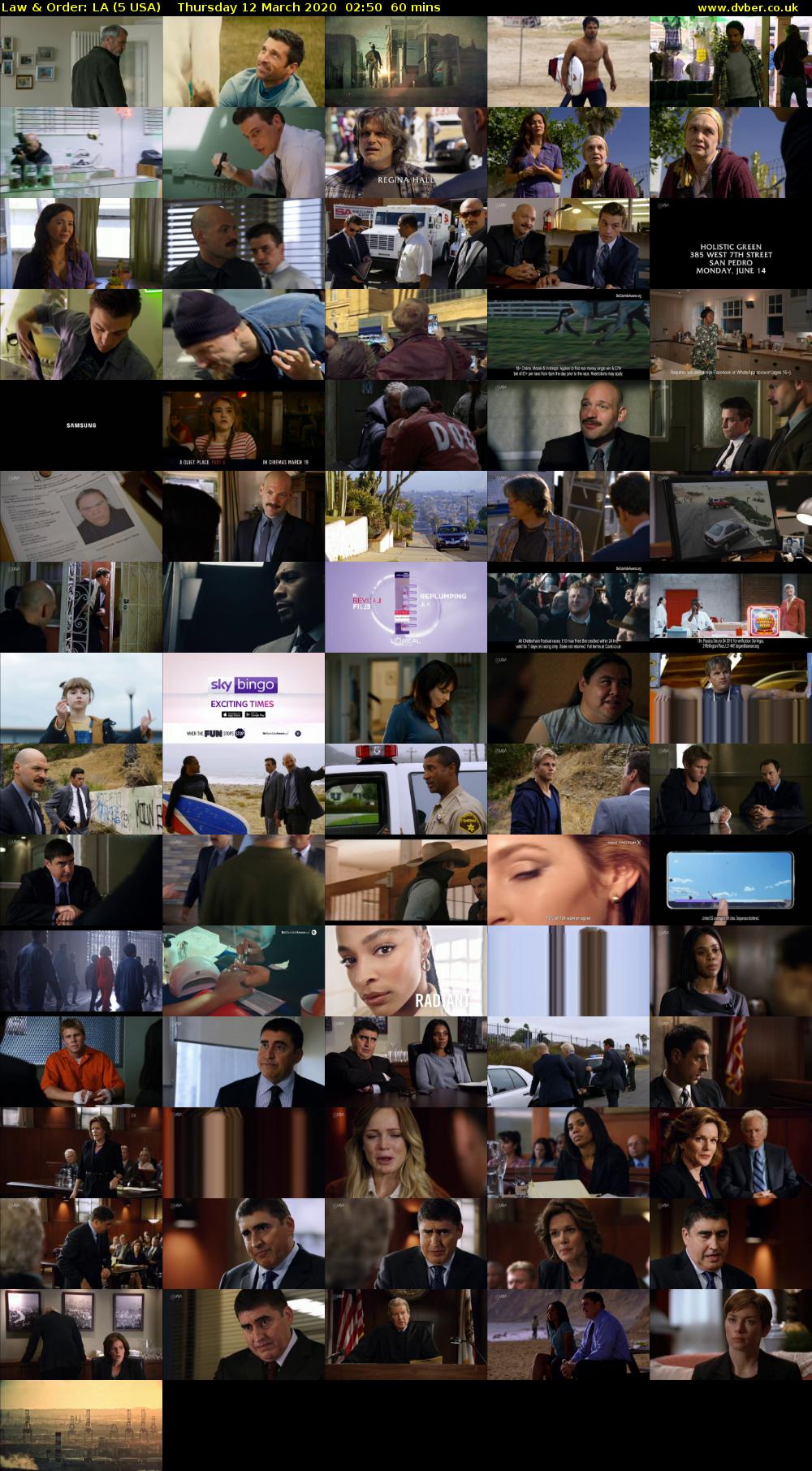Law & Order: LA (5 USA) Thursday 12 March 2020 02:50 - 03:50