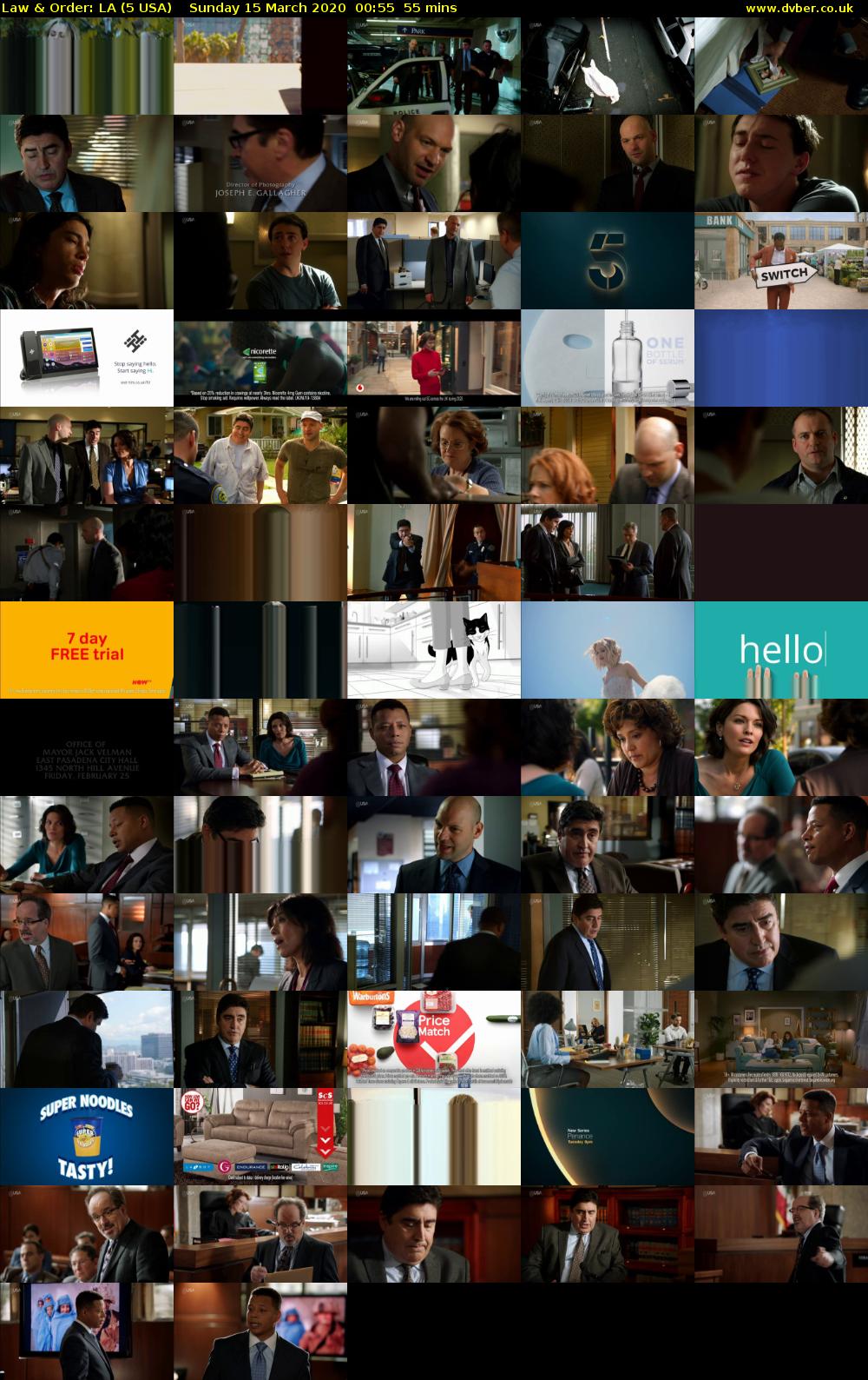 Law & Order: LA (5 USA) Sunday 15 March 2020 00:55 - 01:50
