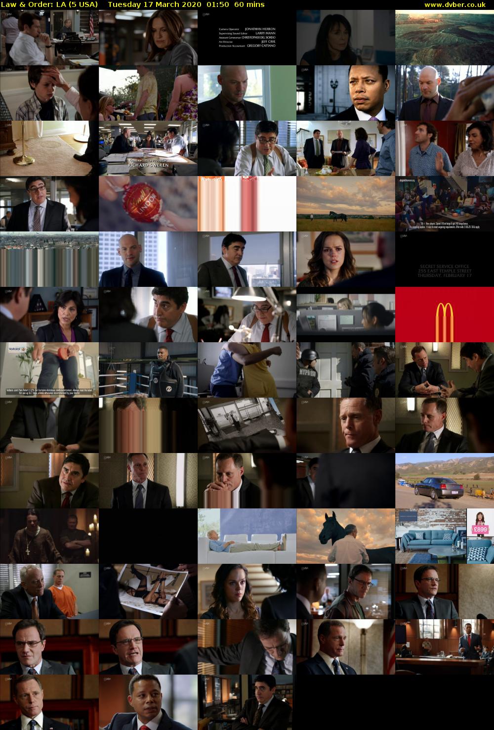 Law & Order: LA (5 USA) Tuesday 17 March 2020 01:50 - 02:50