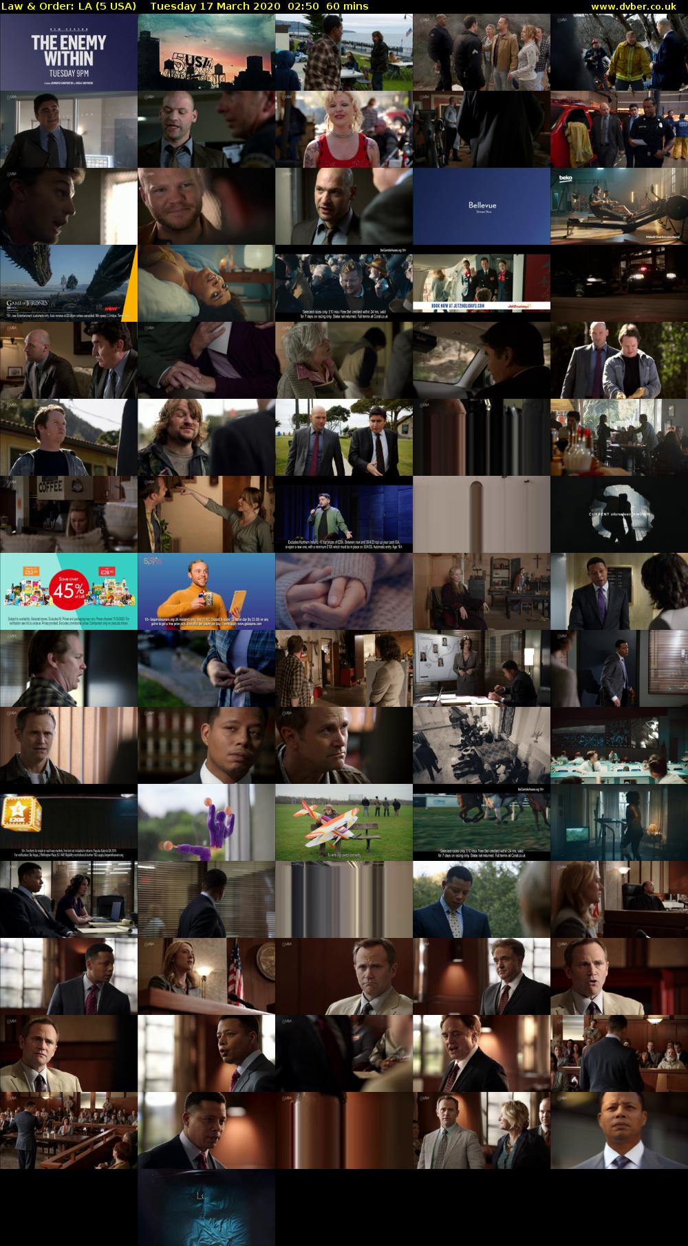 Law & Order: LA (5 USA) Tuesday 17 March 2020 02:50 - 03:50