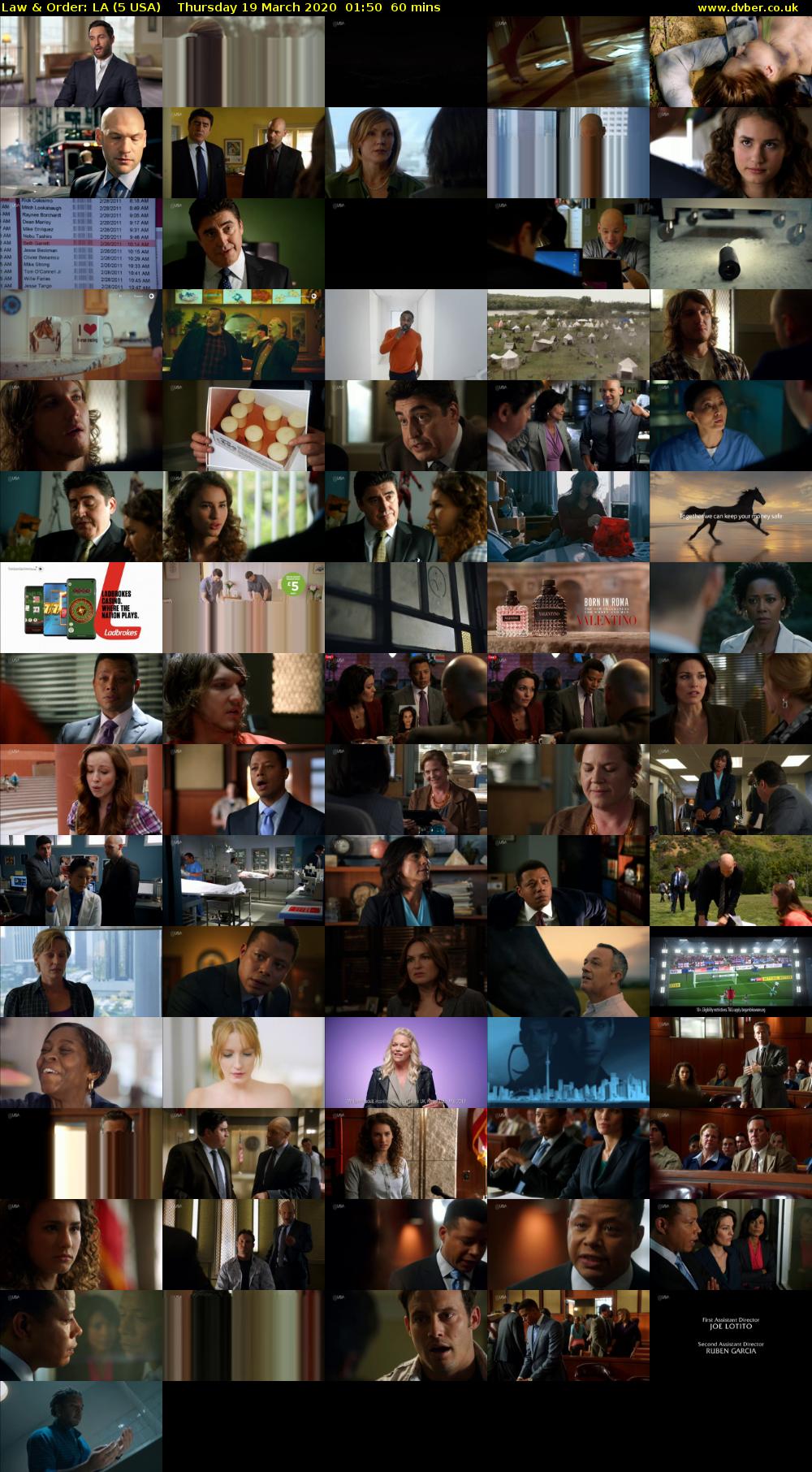 Law & Order: LA (5 USA) Thursday 19 March 2020 01:50 - 02:50