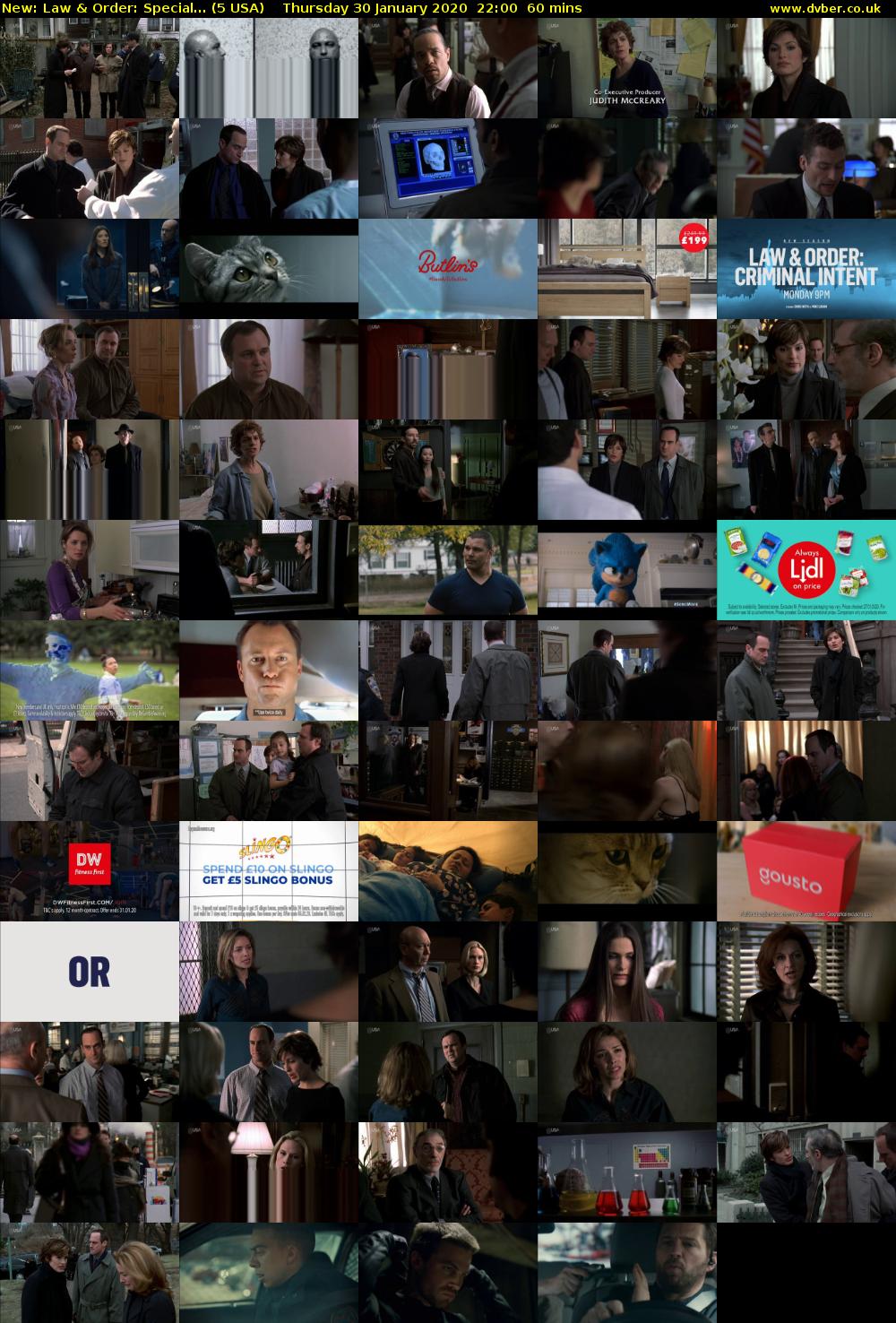 Law & Order: Special... (5 USA) Thursday 30 January 2020 22:00 - 23:00