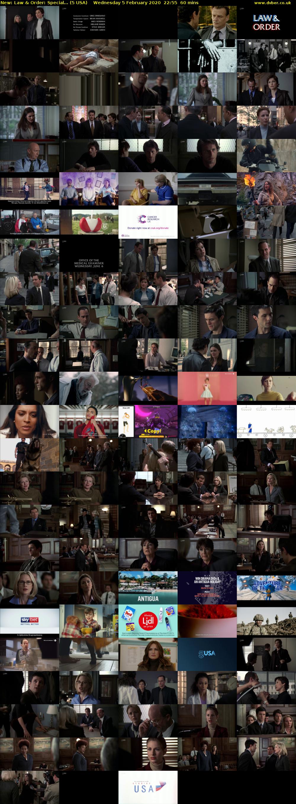 Law & Order: Special... (5 USA) Wednesday 5 February 2020 22:55 - 23:55