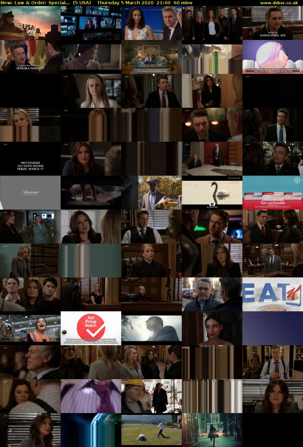 Law & Order: Special... (5 USA) Thursday 5 March 2020 21:00 - 22:00