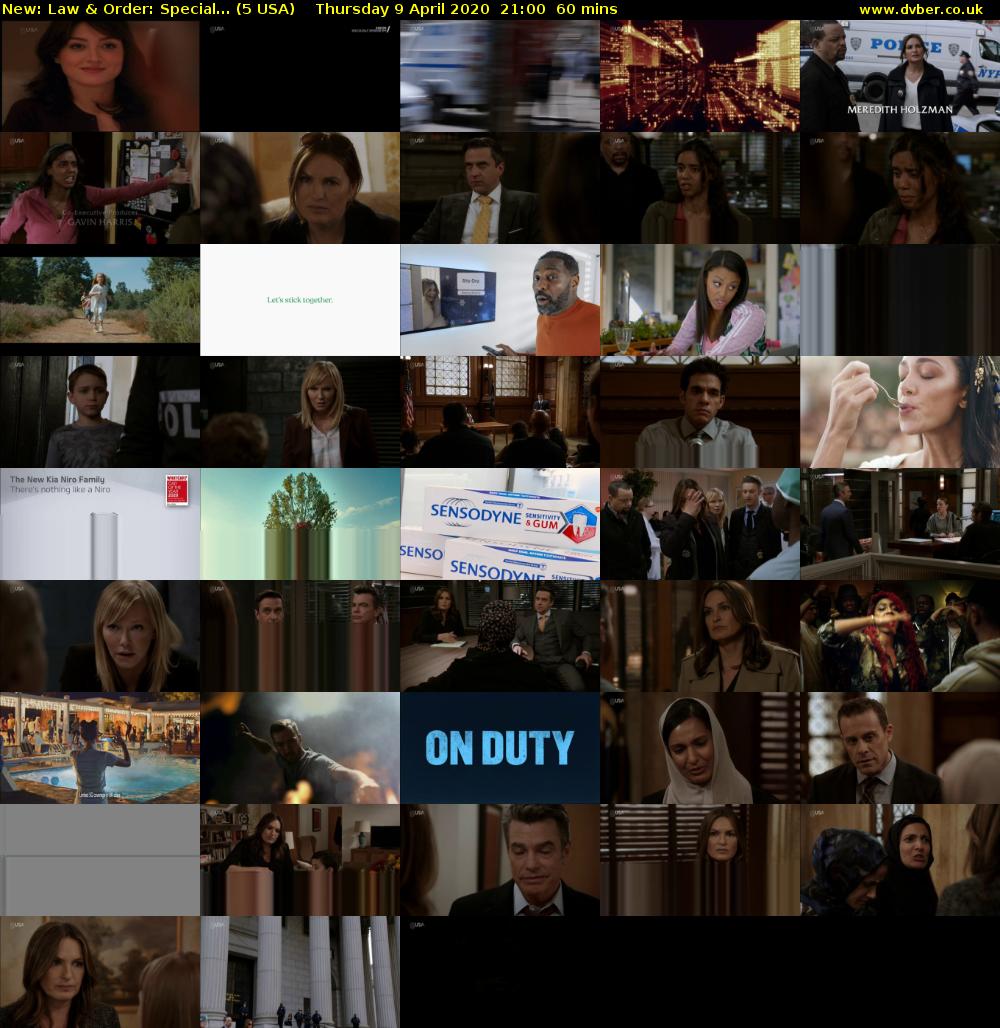 Law & Order: Special... (5 USA) Thursday 9 April 2020 21:00 - 22:00