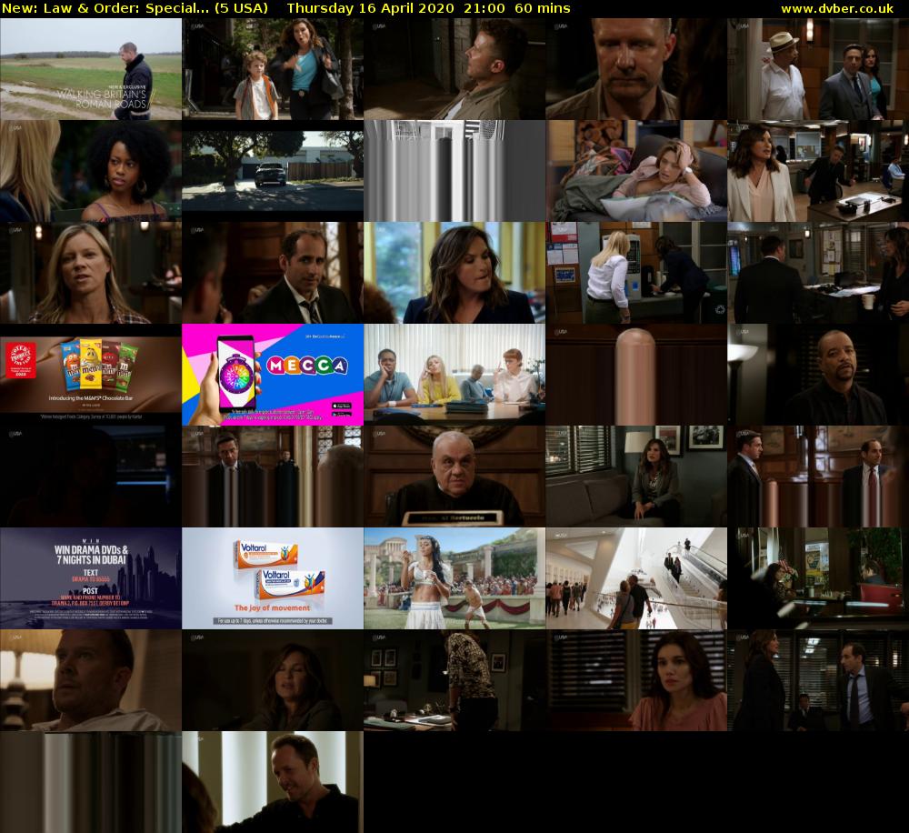Law & Order: Special... (5 USA) Thursday 16 April 2020 21:00 - 22:00