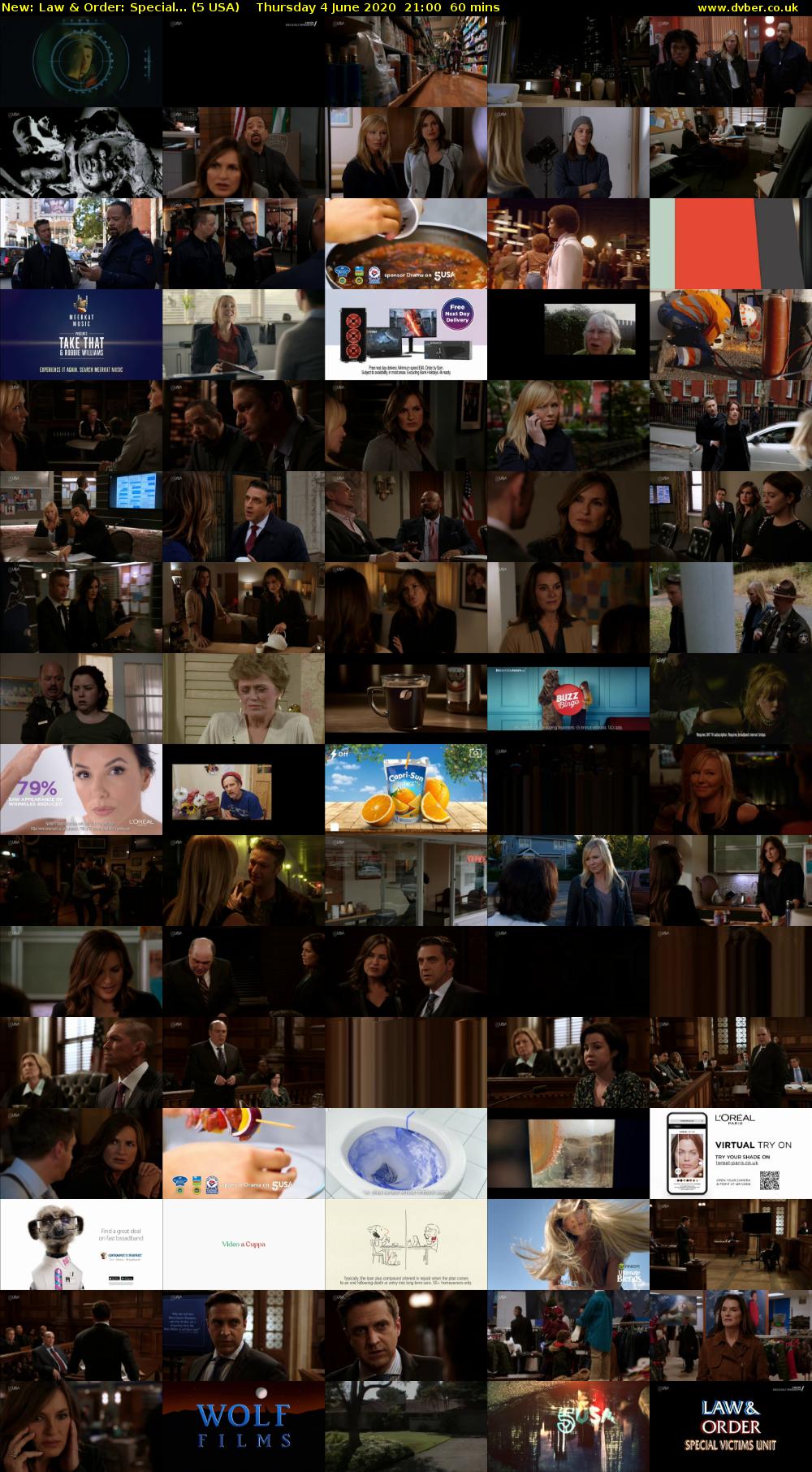 Law & Order: Special... (5 USA) Thursday 4 June 2020 21:00 - 22:00