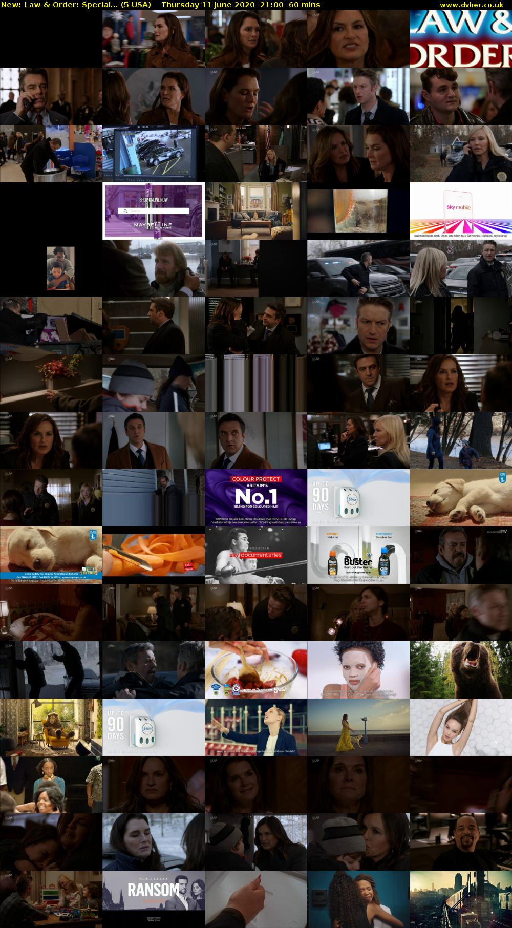 Law & Order: Special... (5 USA) Thursday 11 June 2020 21:00 - 22:00