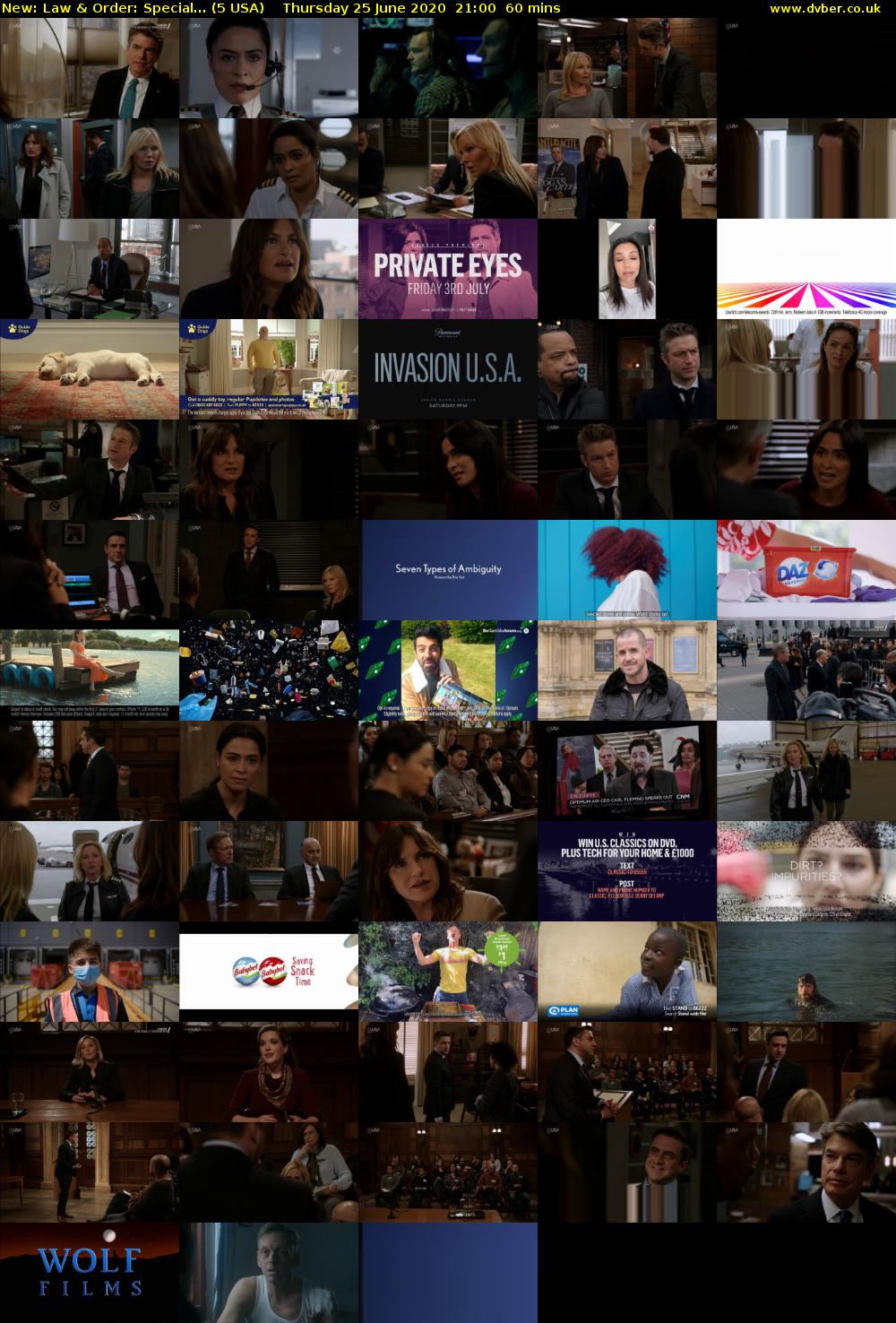 Law & Order: Special... (5 USA) Thursday 25 June 2020 21:00 - 22:00
