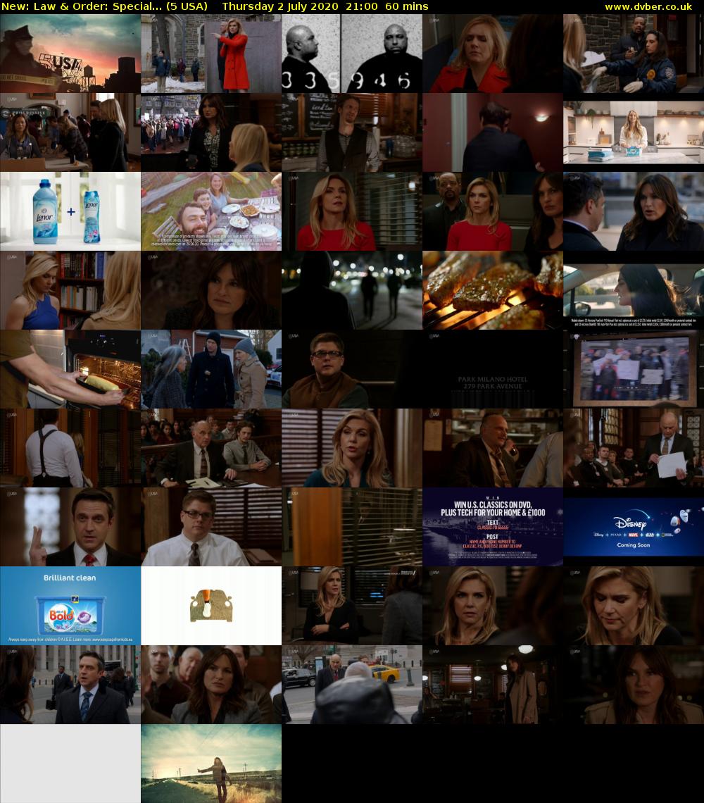 Law & Order: Special... (5 USA) Thursday 2 July 2020 21:00 - 22:00