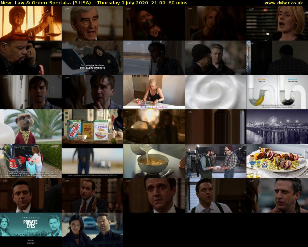 Law & Order: Special... (5 USA) Thursday 9 July 2020 21:00 - 22:00