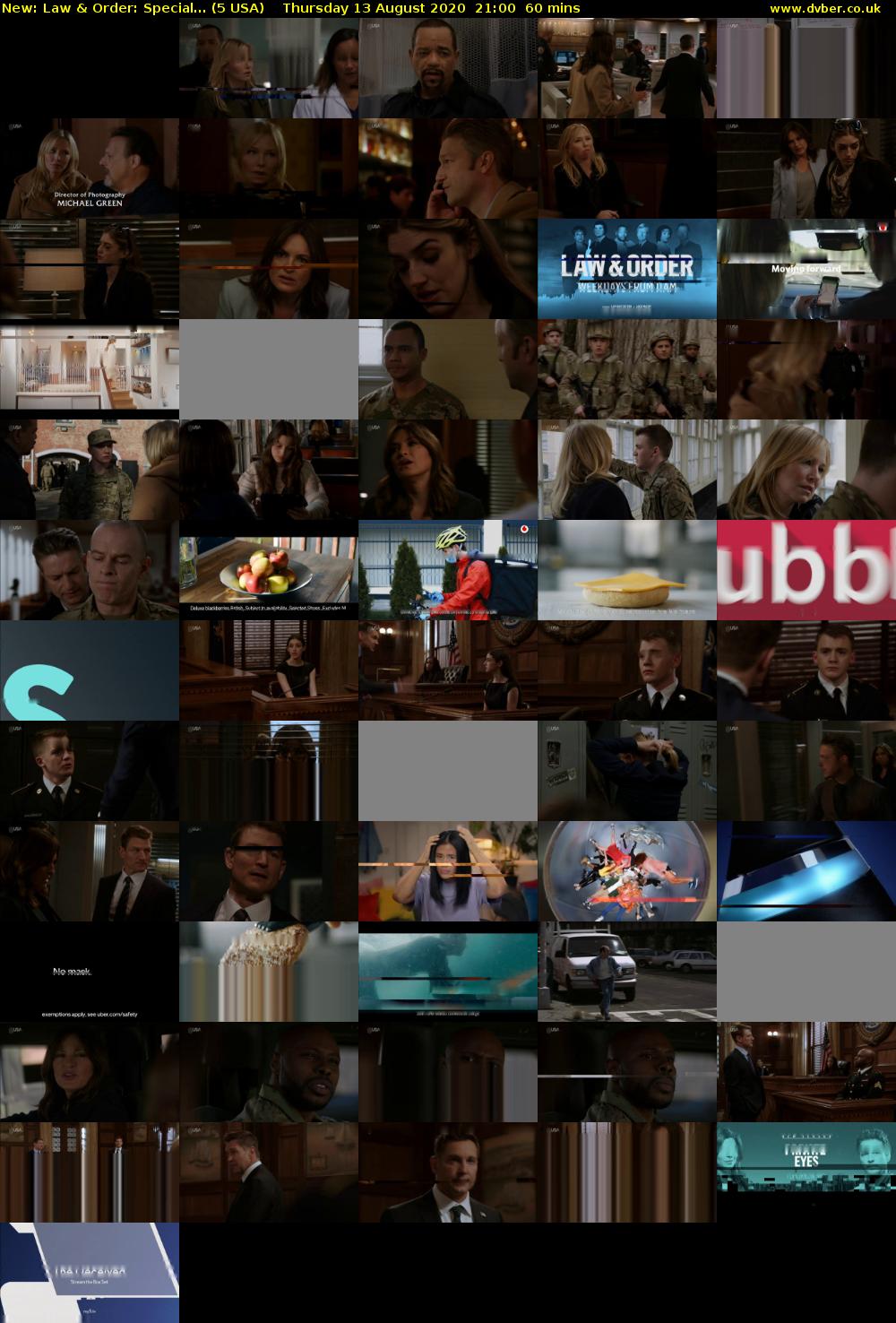 Law & Order: Special... (5 USA) Thursday 13 August 2020 21:00 - 22:00