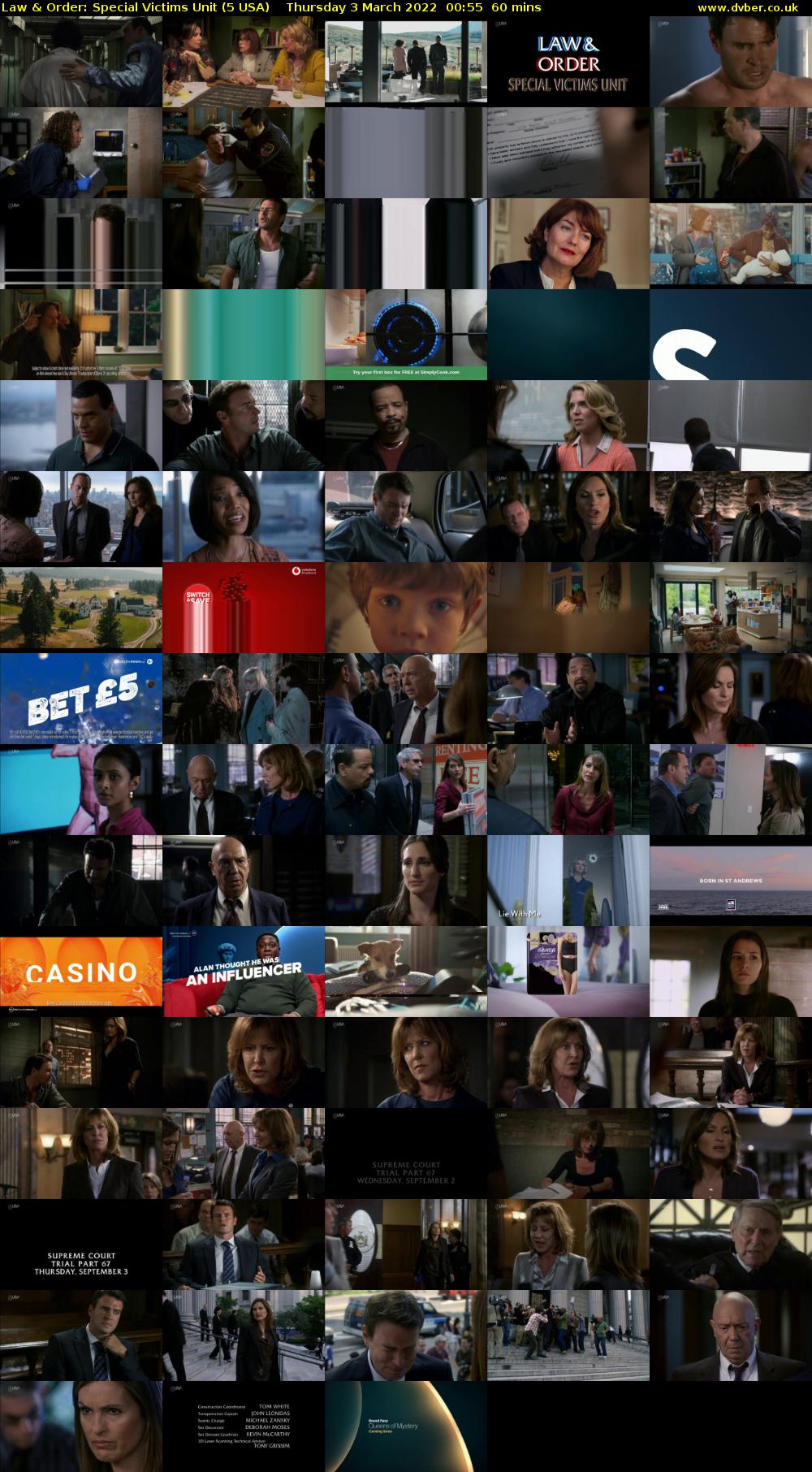 Law & Order: Special Victims Unit (5 USA) Thursday 3 March 2022 00:55 - 01:55