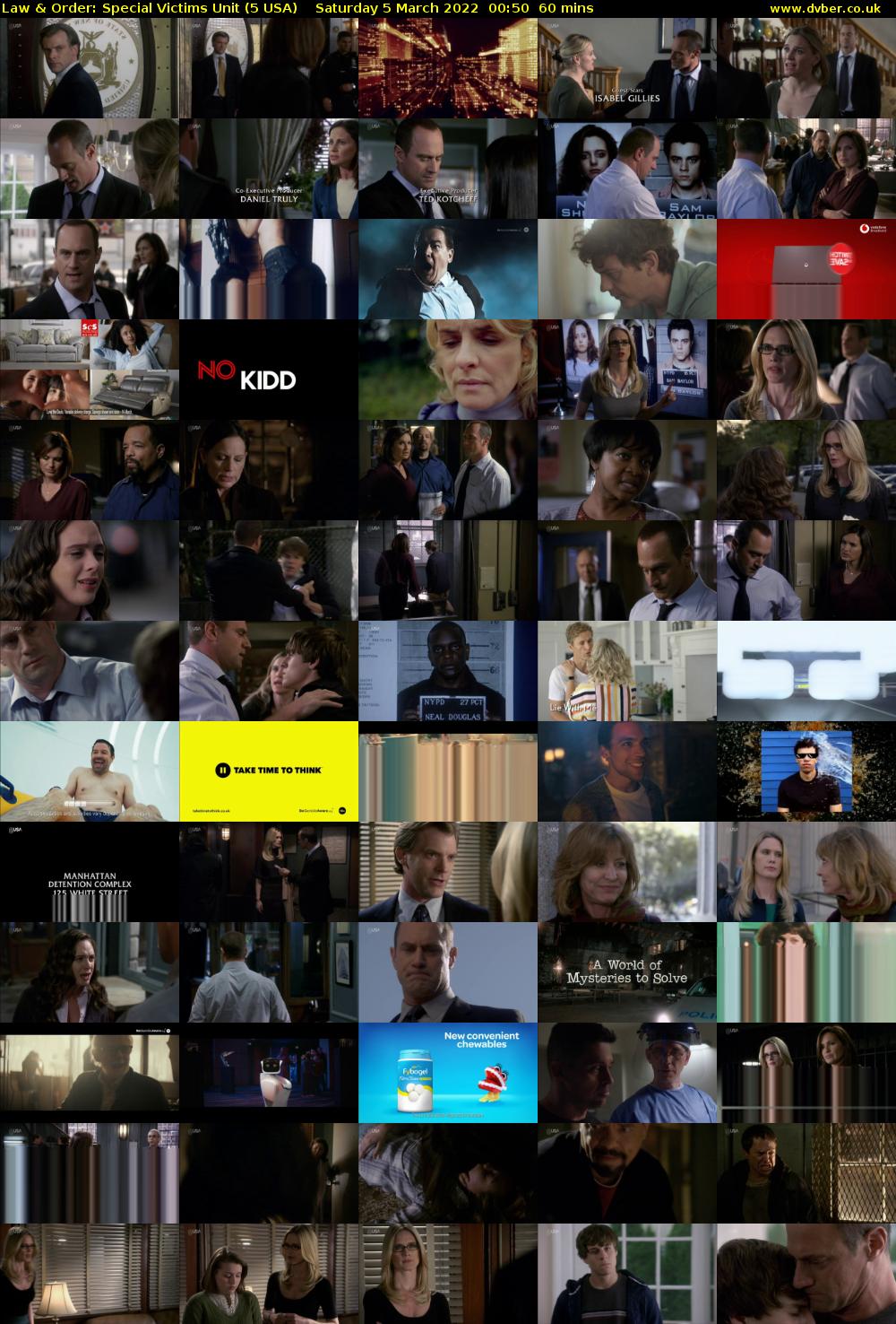 Law & Order: Special Victims Unit (5 USA) Saturday 5 March 2022 00:50 - 01:50