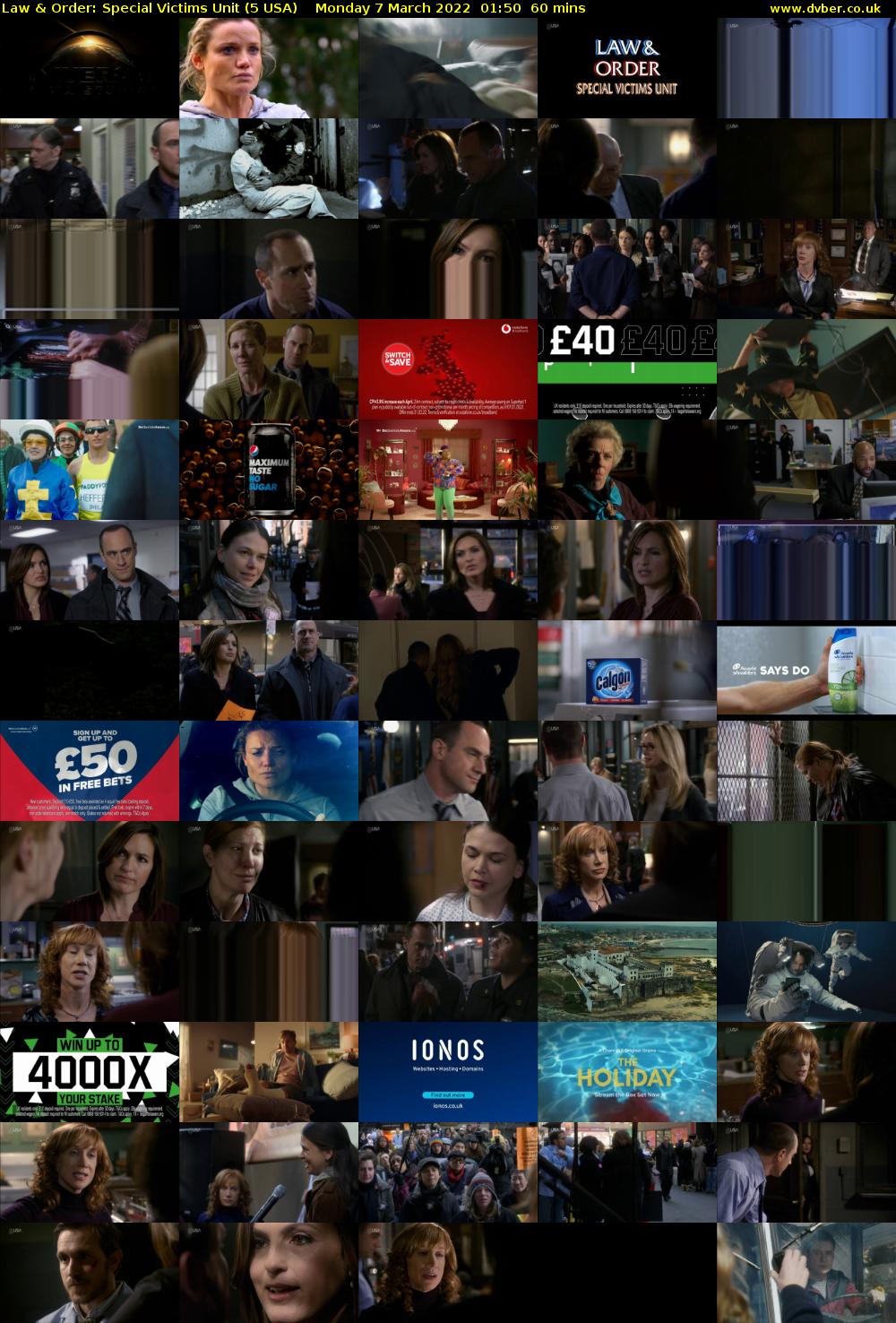 Law & Order: Special Victims Unit (5 USA) Monday 7 March 2022 01:50 - 02:50