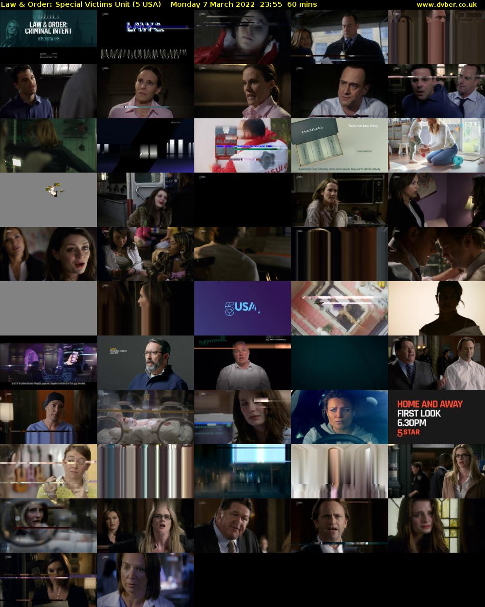 Law & Order: Special Victims Unit (5 USA) Monday 7 March 2022 23:55 - 00:55