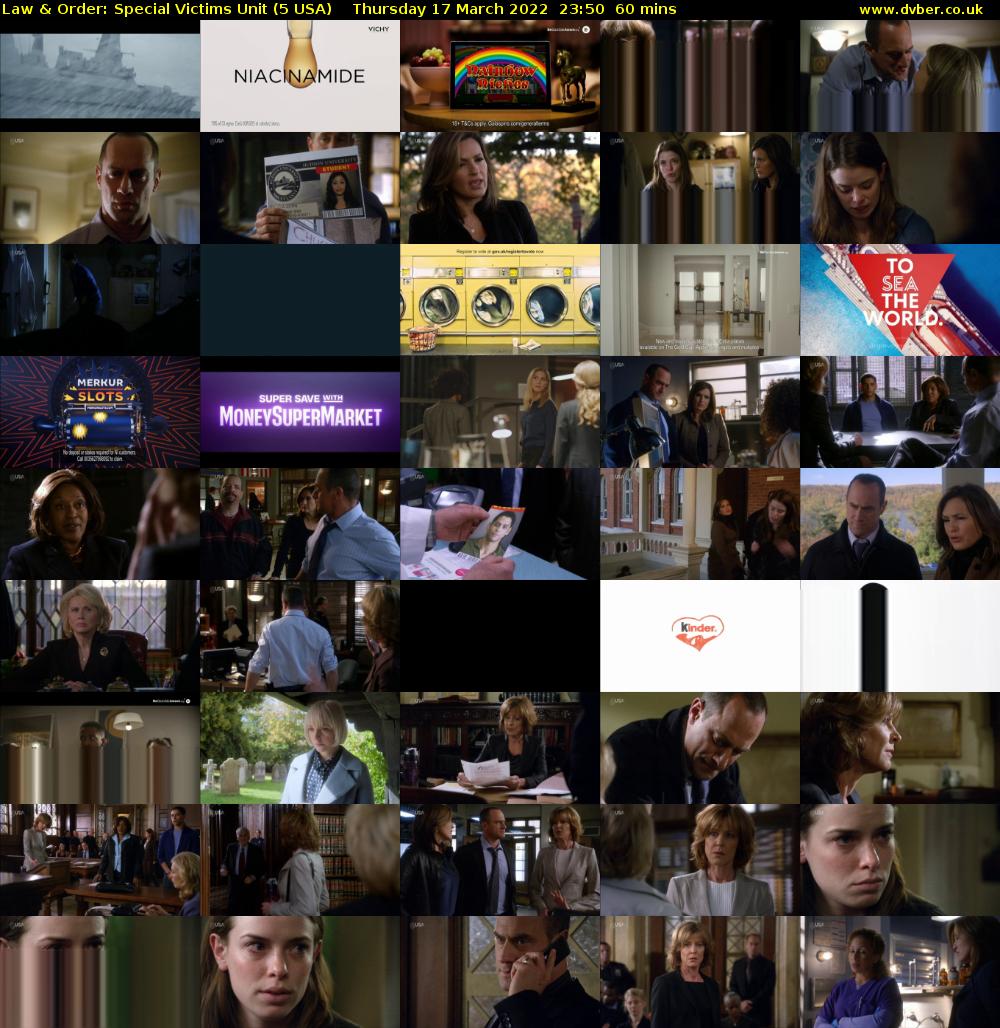 Law & Order: Special Victims Unit (5 USA) Thursday 17 March 2022 23:50 - 00:50