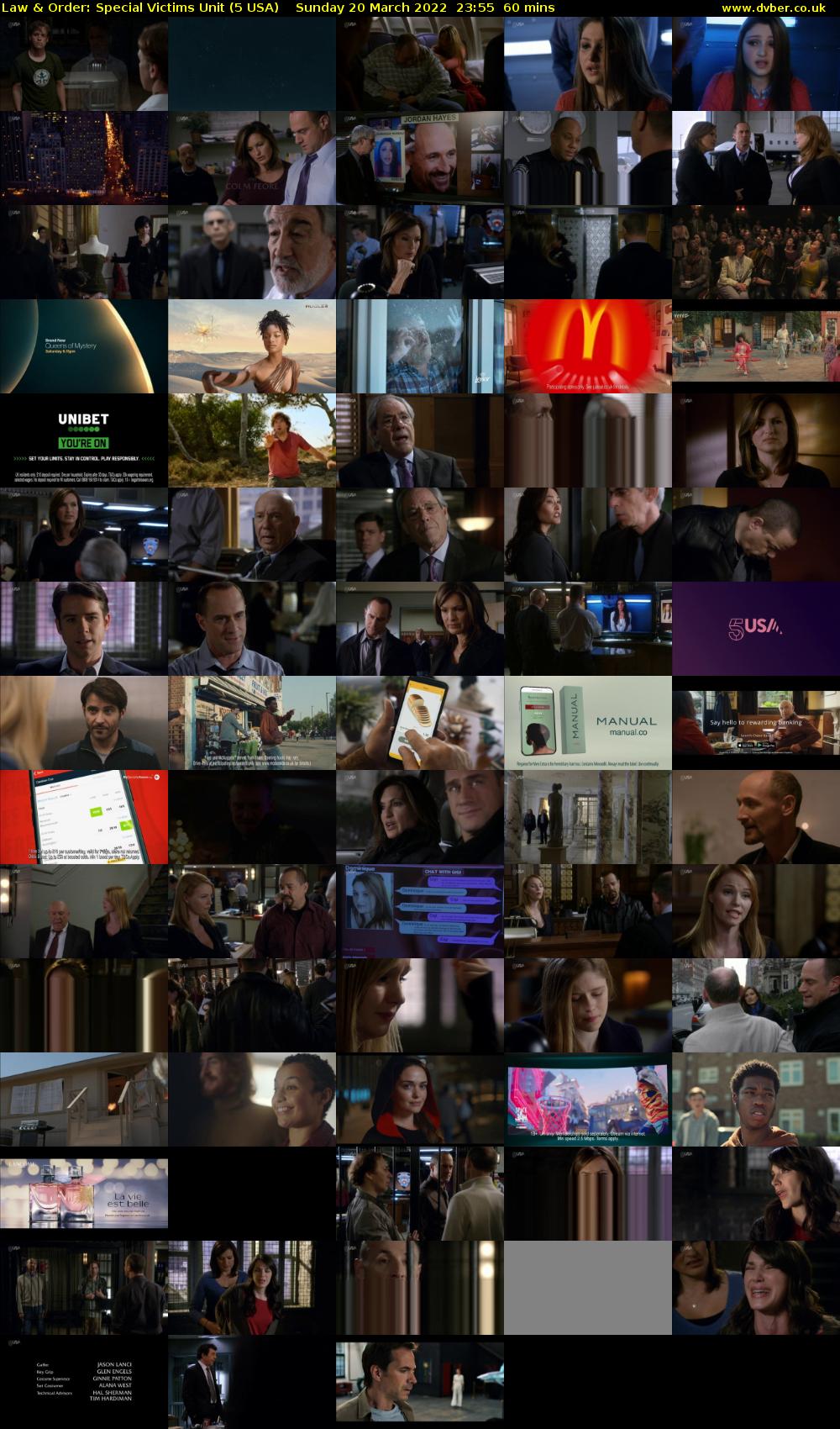 Law & Order: Special Victims Unit (5 USA) Sunday 20 March 2022 23:55 - 00:55