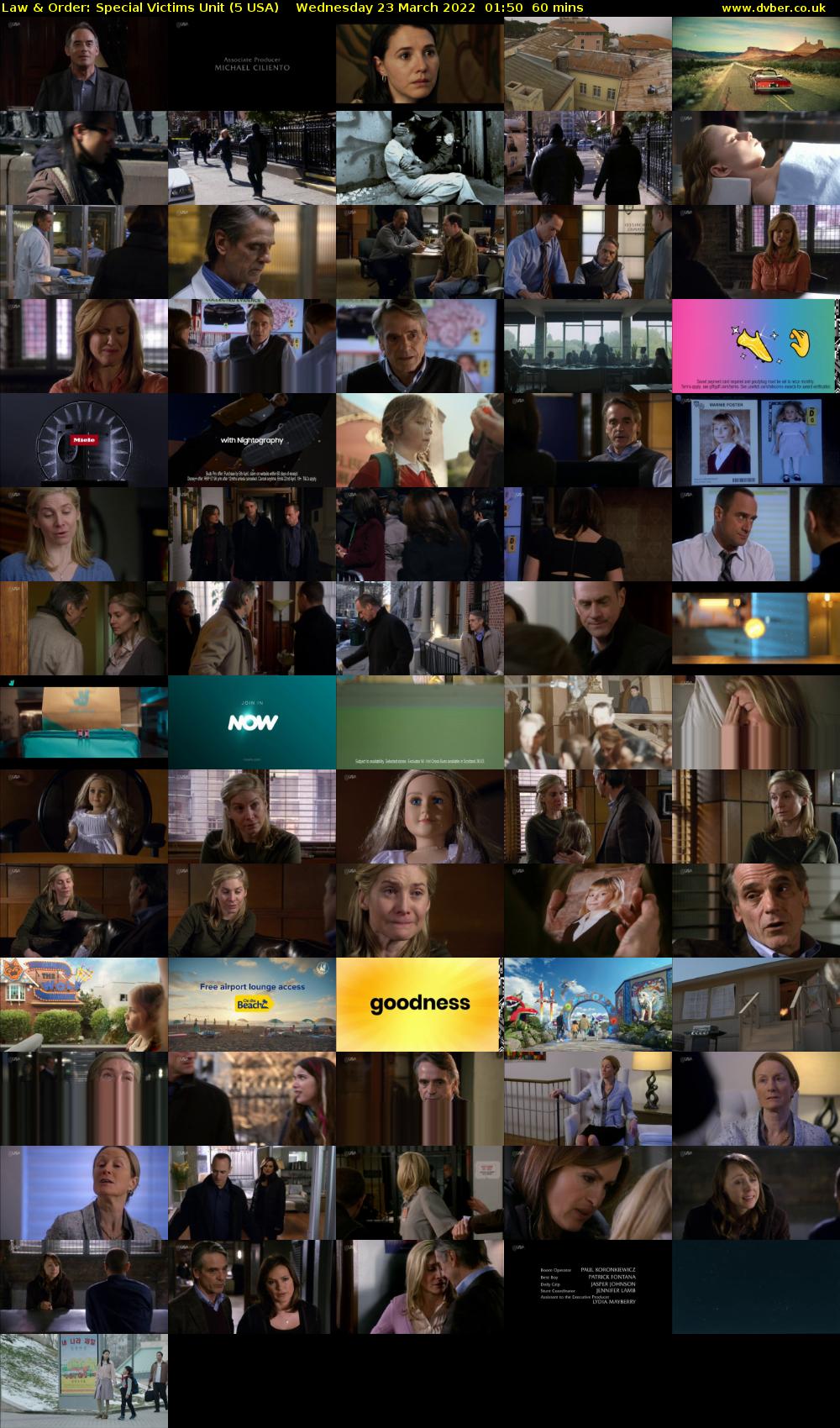 Law & Order: Special Victims Unit (5 USA) Wednesday 23 March 2022 01:50 - 02:50