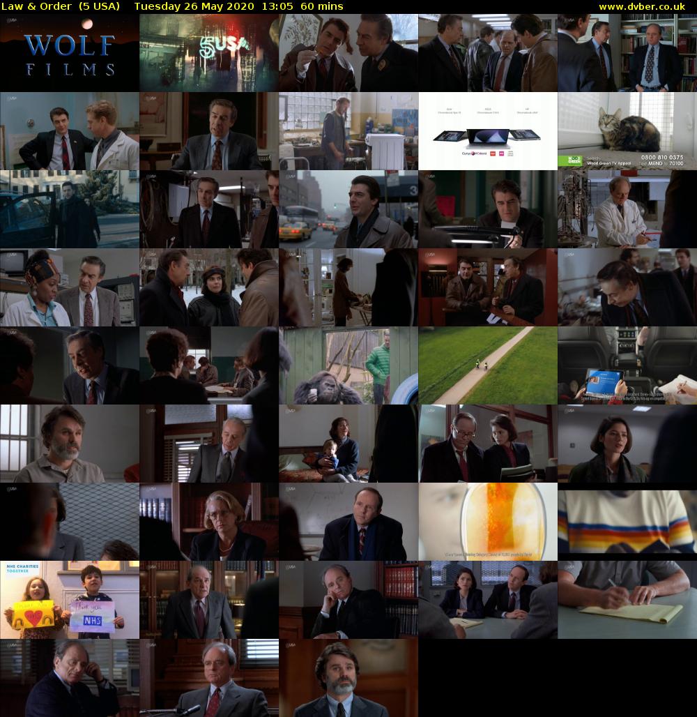 Law & Order  (5 USA) Tuesday 26 May 2020 13:05 - 14:05