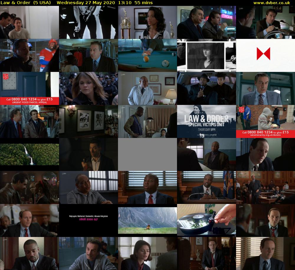 Law & Order  (5 USA) Wednesday 27 May 2020 13:10 - 14:05