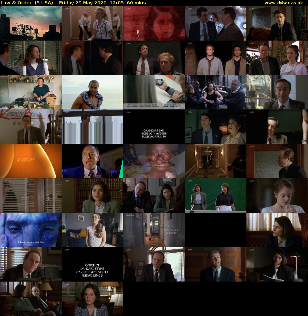 Law & Order  (5 USA) Friday 29 May 2020 12:05 - 13:05