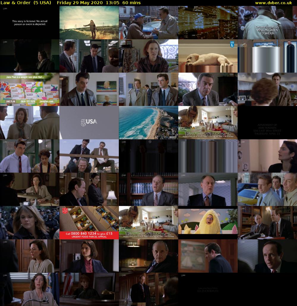 Law & Order  (5 USA) Friday 29 May 2020 13:05 - 14:05