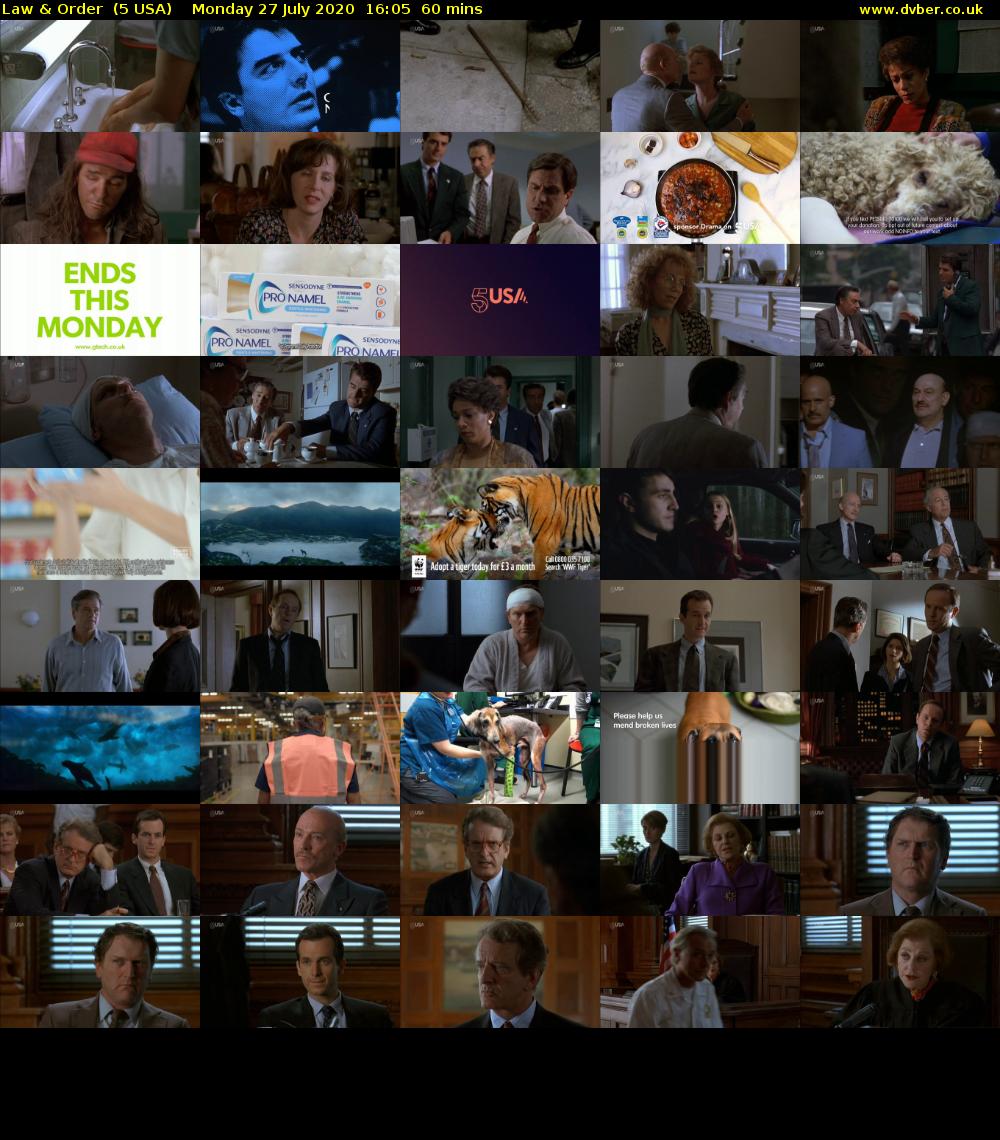 Law & Order  (5 USA) Monday 27 July 2020 16:05 - 17:05