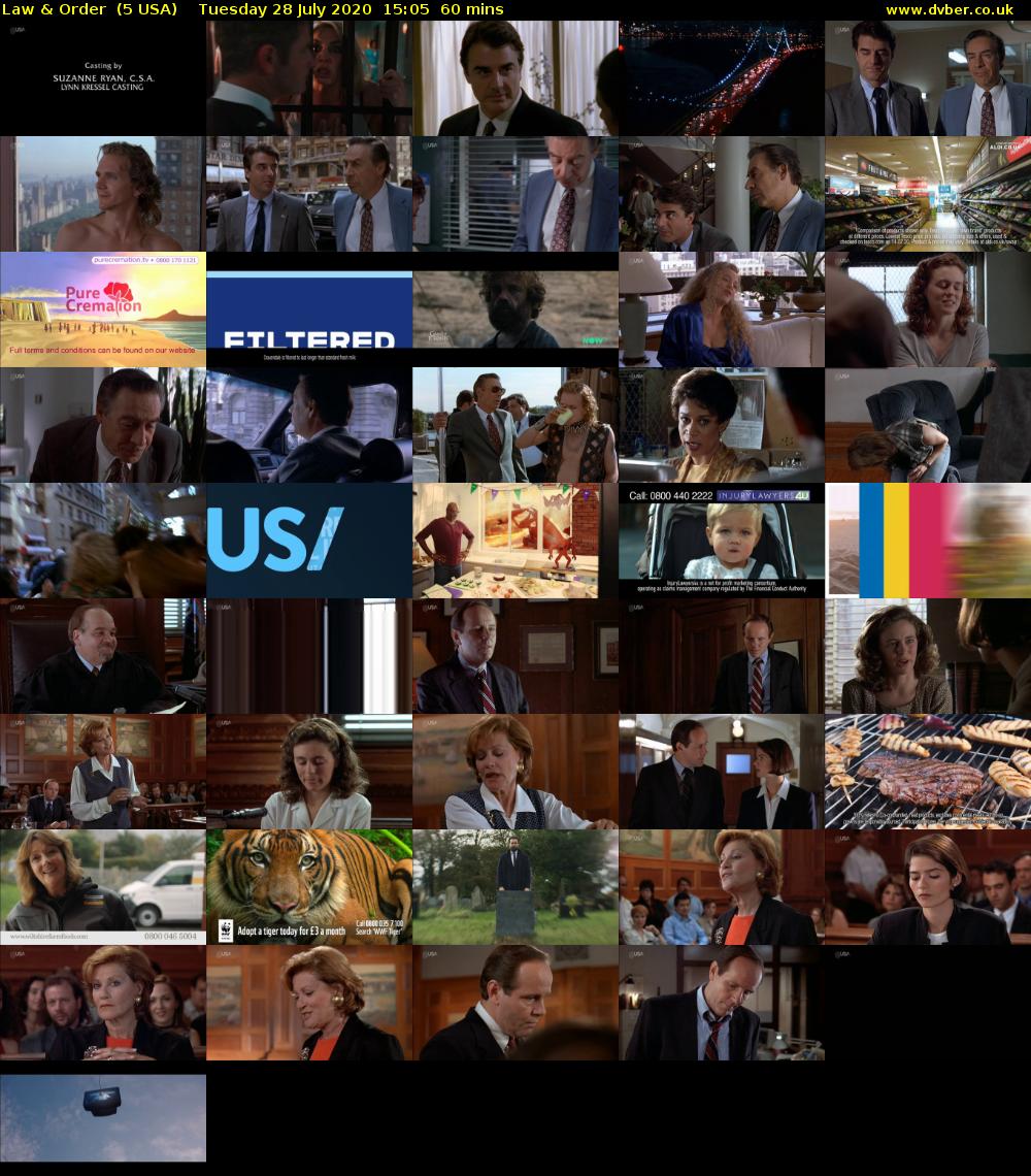 Law & Order  (5 USA) Tuesday 28 July 2020 15:05 - 16:05