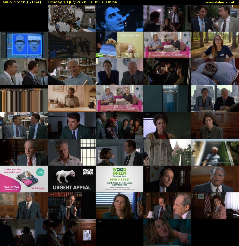Law & Order  (5 USA) Tuesday 28 July 2020 16:05 - 17:05