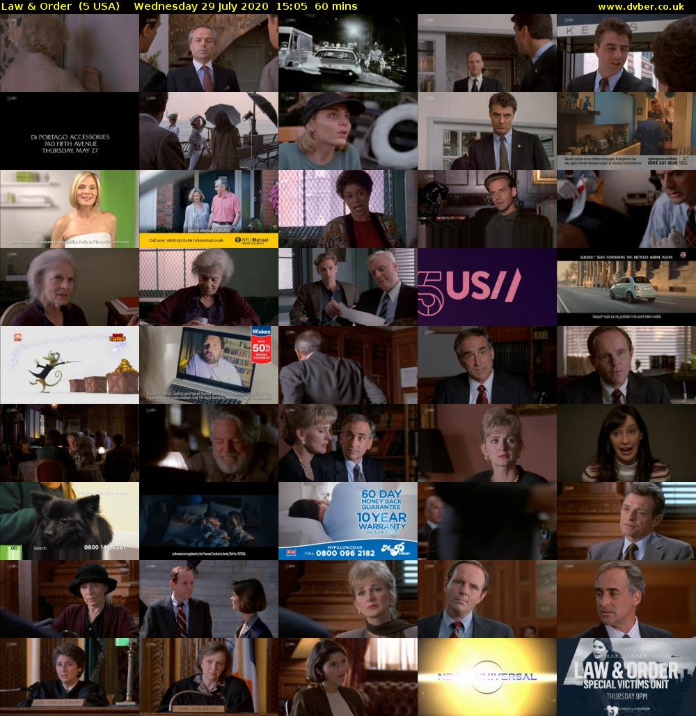 Law & Order  (5 USA) Wednesday 29 July 2020 15:05 - 16:05