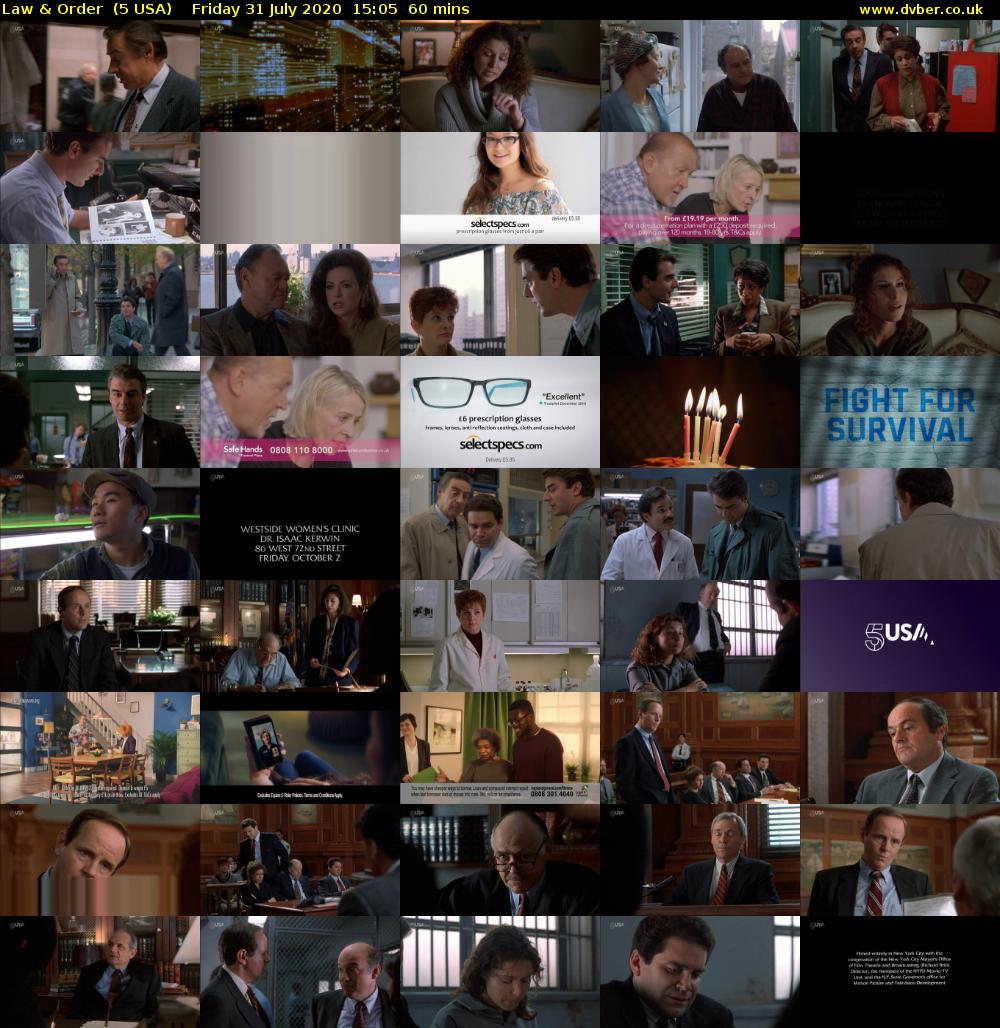 Law & Order  (5 USA) Friday 31 July 2020 15:05 - 16:05