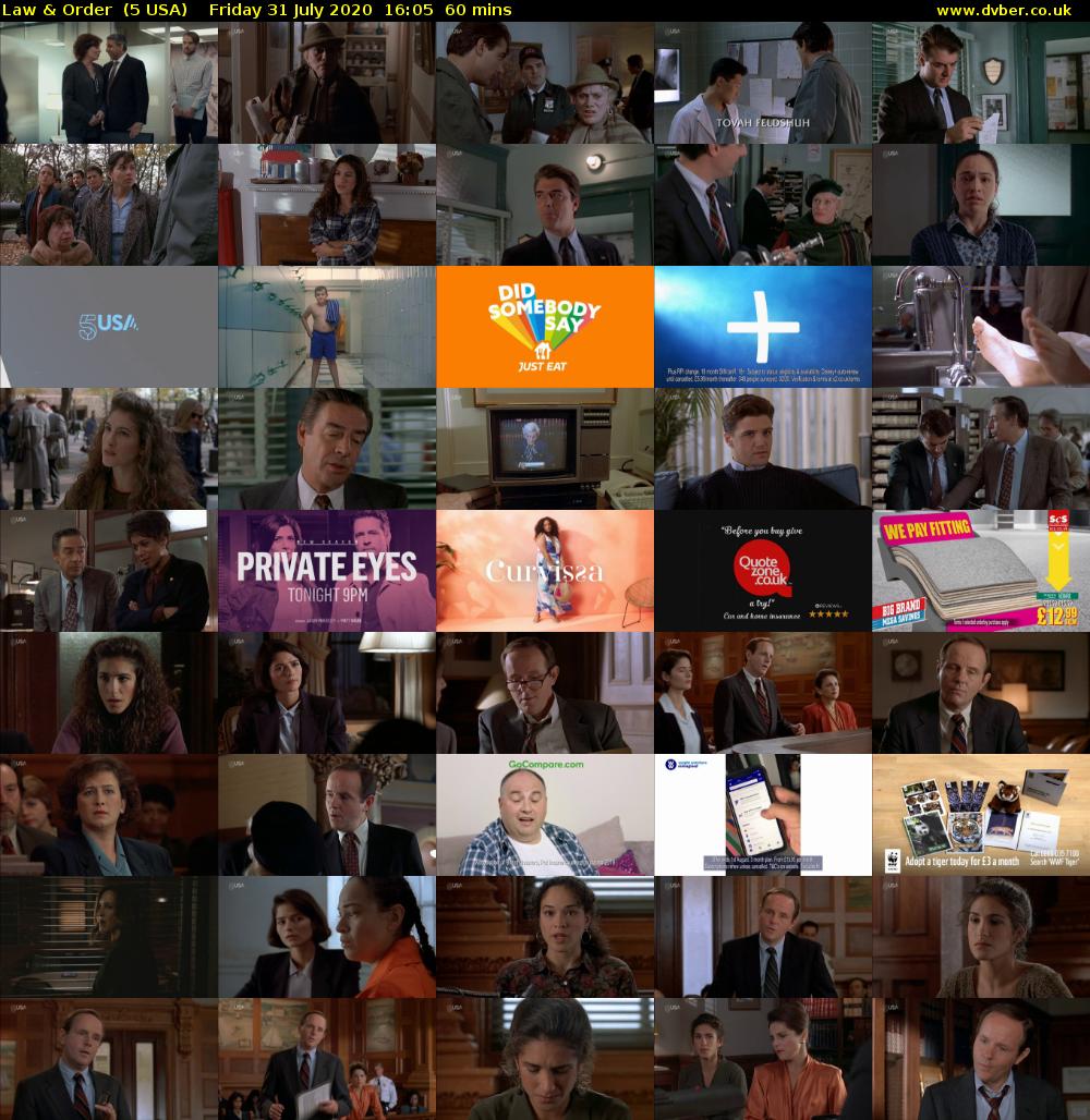 Law & Order  (5 USA) Friday 31 July 2020 16:05 - 17:05