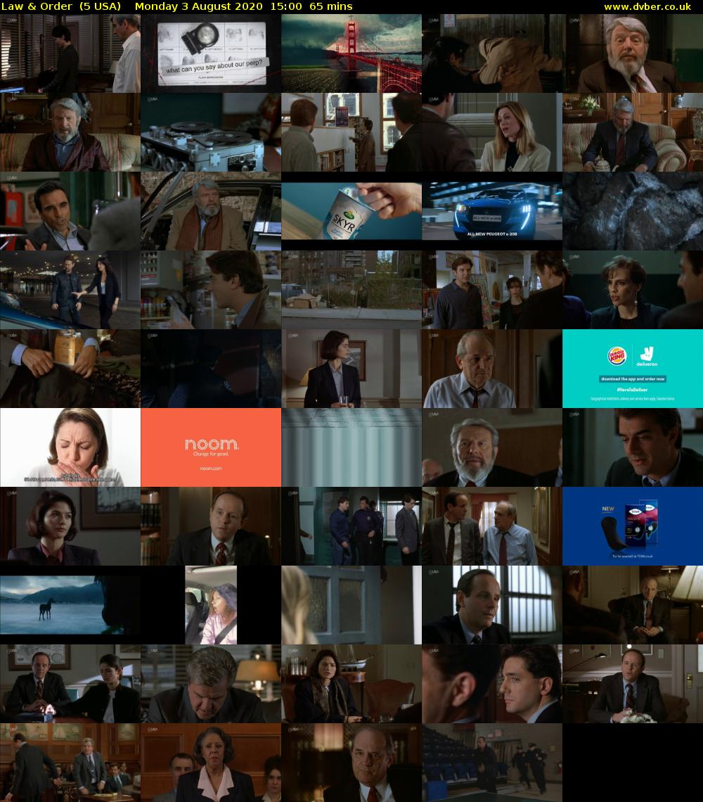 Law & Order  (5 USA) Monday 3 August 2020 15:00 - 16:05
