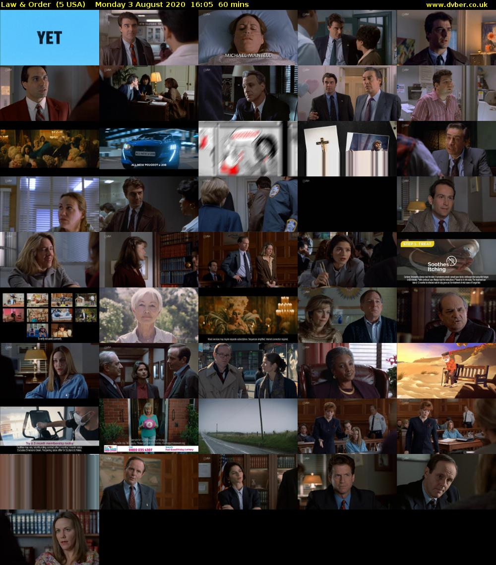 Law & Order  (5 USA) Monday 3 August 2020 16:05 - 17:05