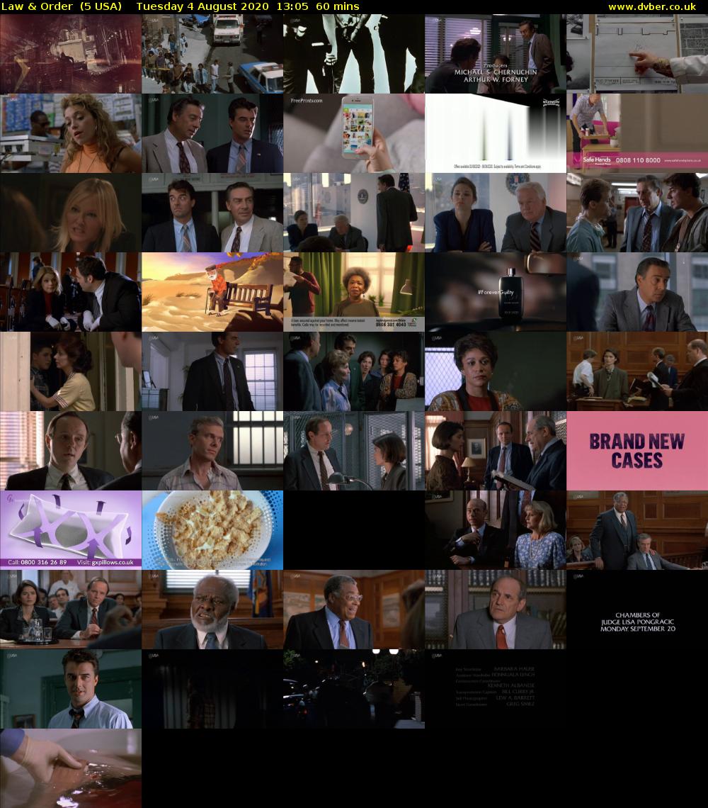 Law & Order  (5 USA) Tuesday 4 August 2020 13:05 - 14:05