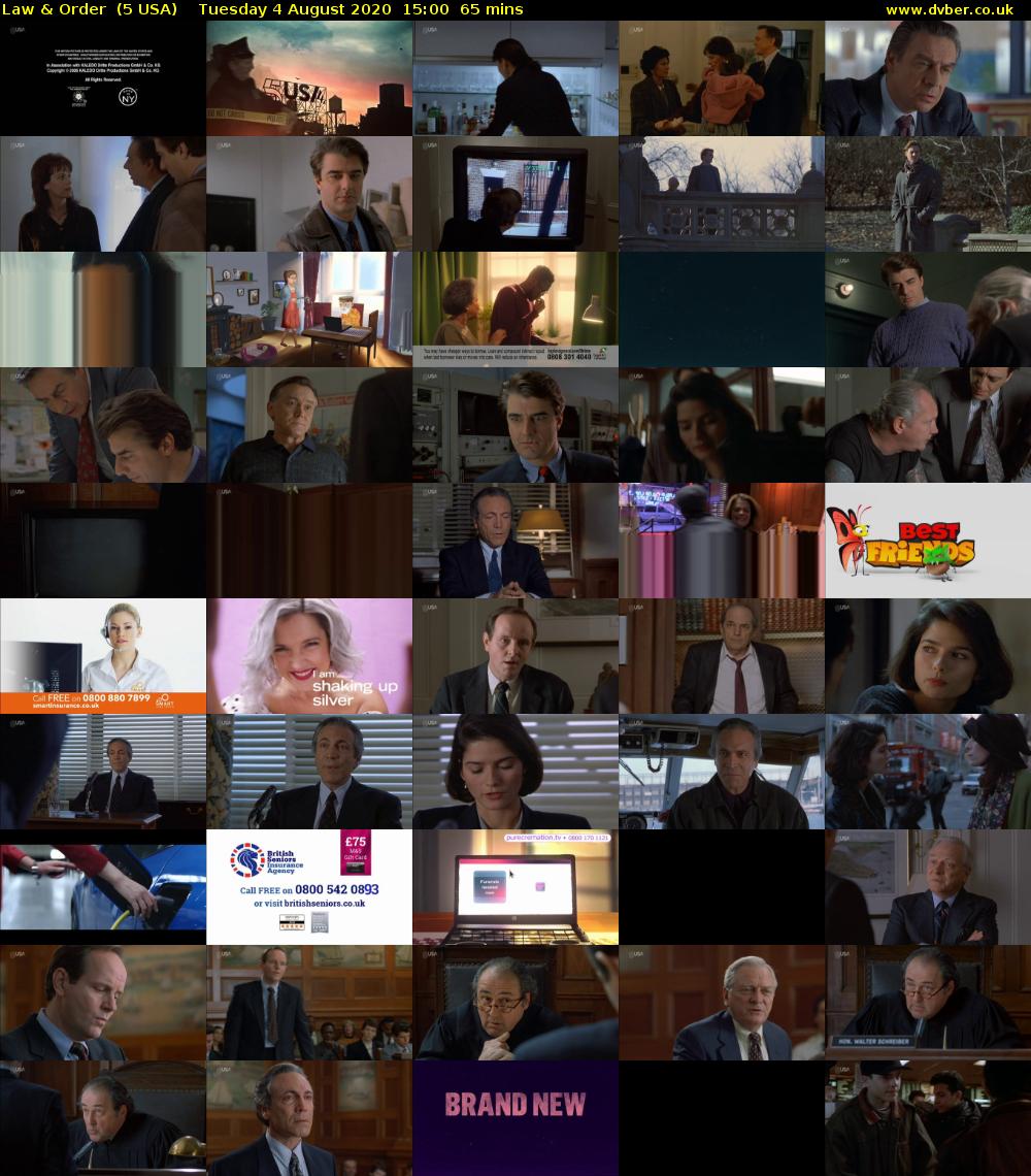 Law & Order  (5 USA) Tuesday 4 August 2020 15:00 - 16:05