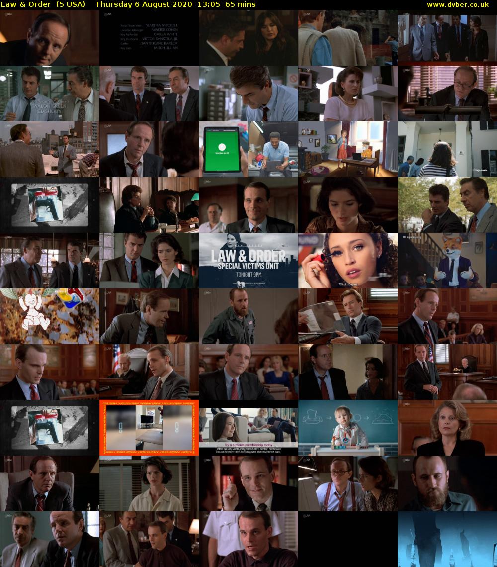Law & Order  (5 USA) Thursday 6 August 2020 13:05 - 14:10