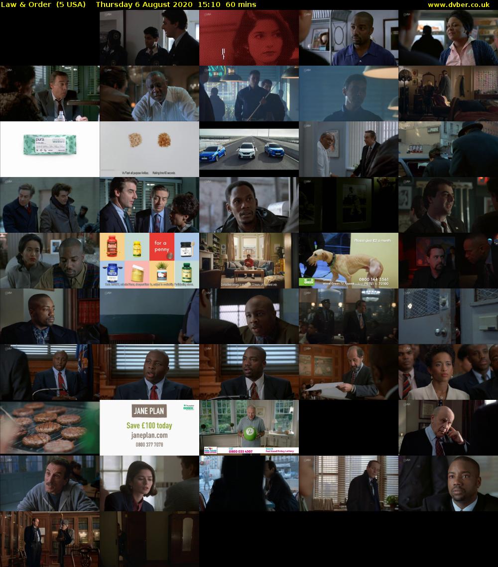 Law & Order  (5 USA) Thursday 6 August 2020 15:10 - 16:10