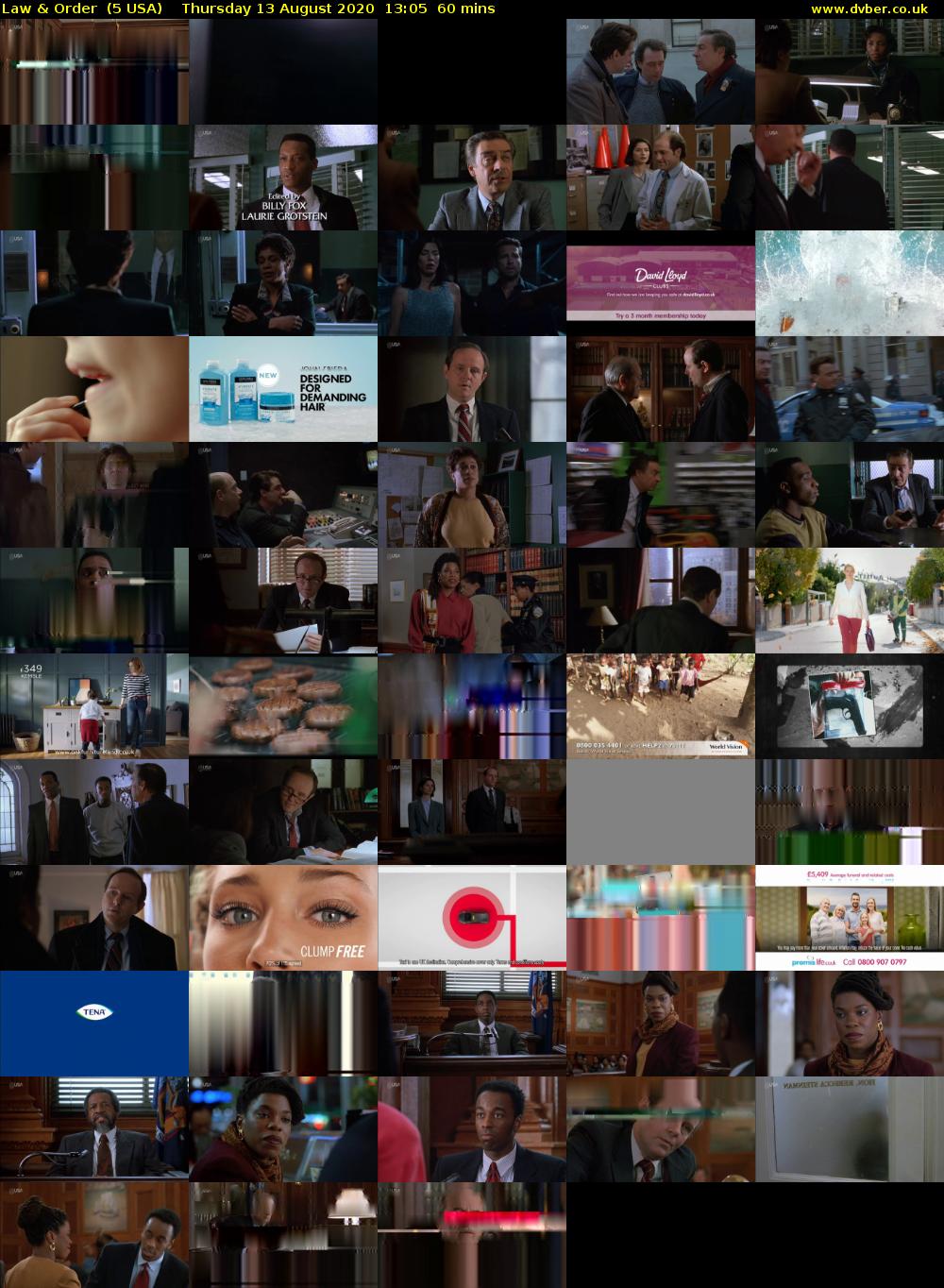 Law & Order  (5 USA) Thursday 13 August 2020 13:05 - 14:05